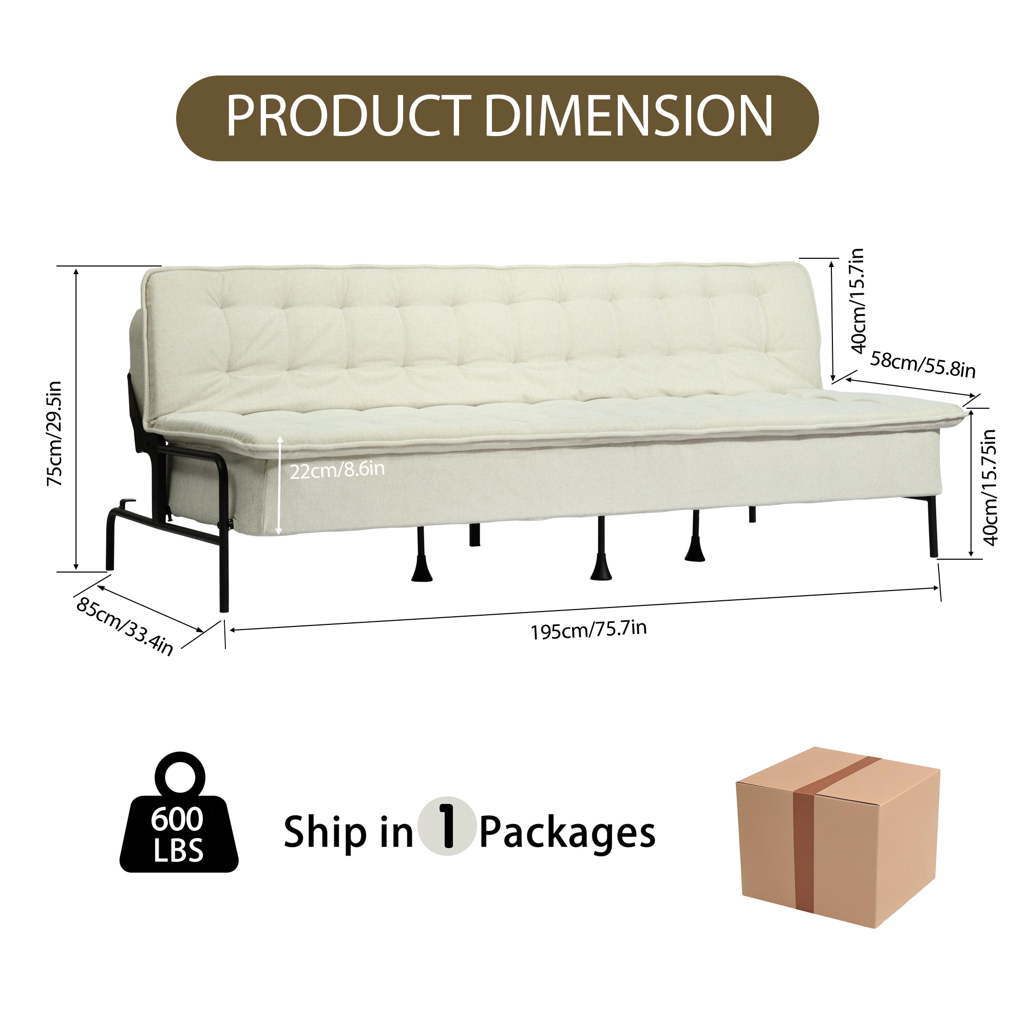 Homy Casa JAKO BEIGE futons - View #3