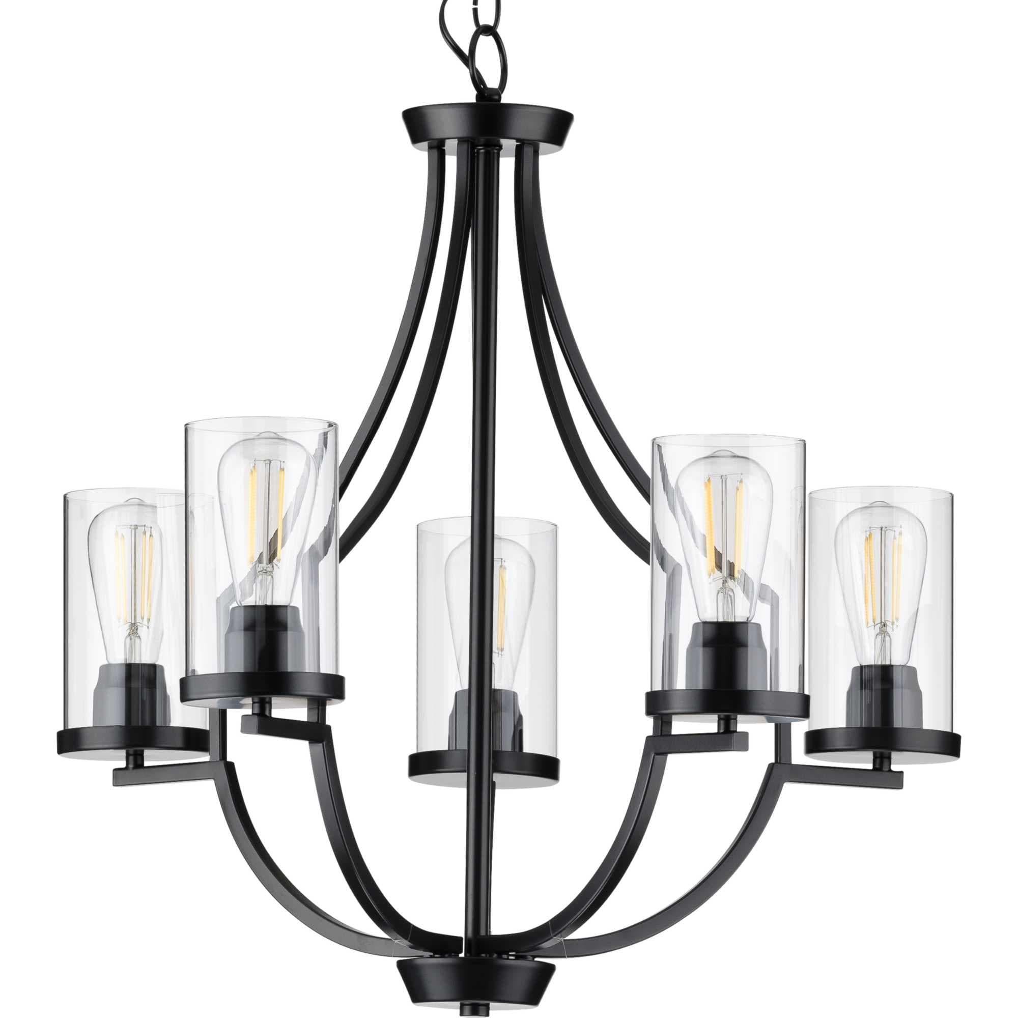 Progress Lighting P400197-031 Lassiter 5 -Light Matte Black Traditional For Use in Bedrooms, Dining Rooms, Foyers, Kitchens, Living Rooms Chandelier