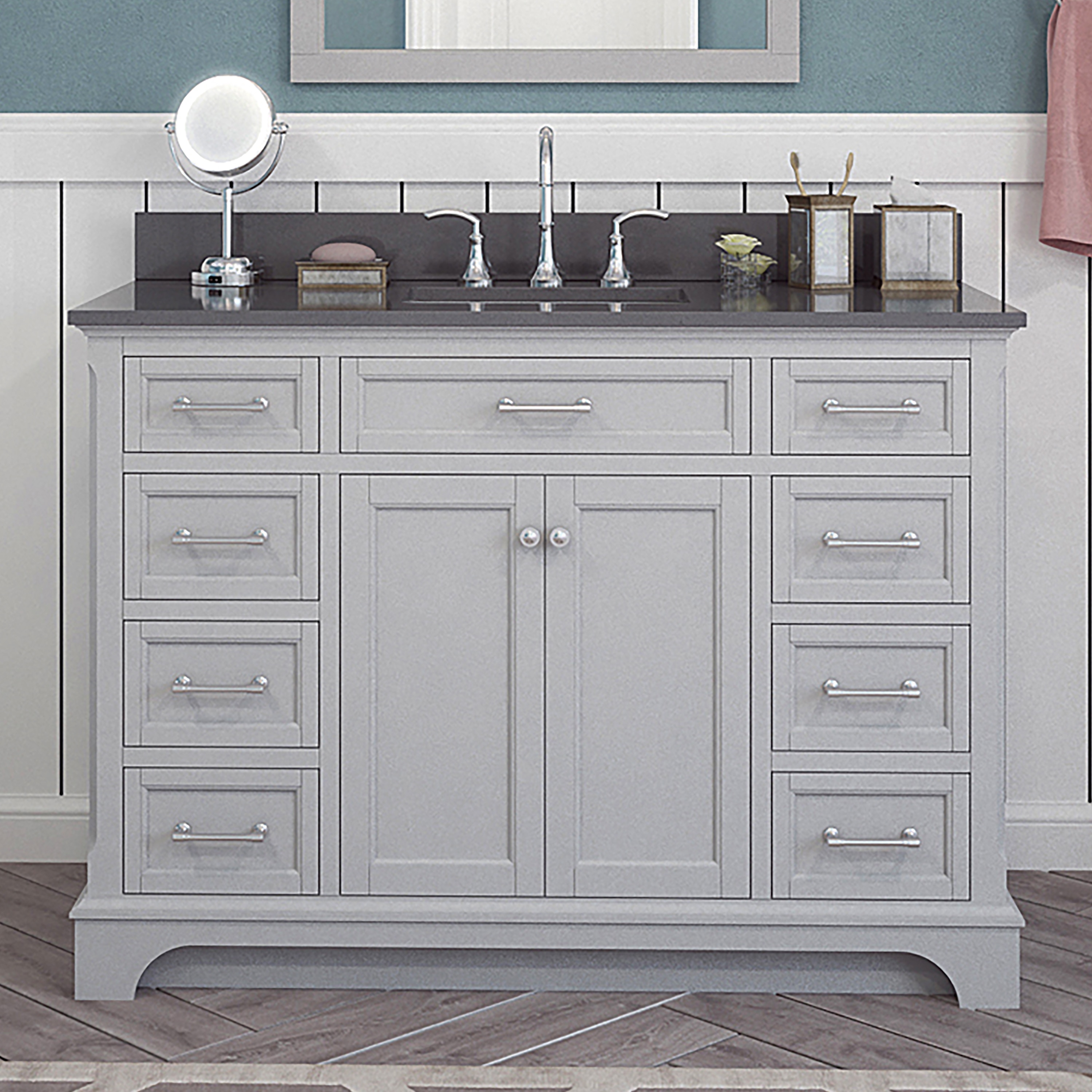allen + roth Roveland 48-in Dark Gray Single Sink Bathroom Vanity with Dark Gray Engineered Stone Top
