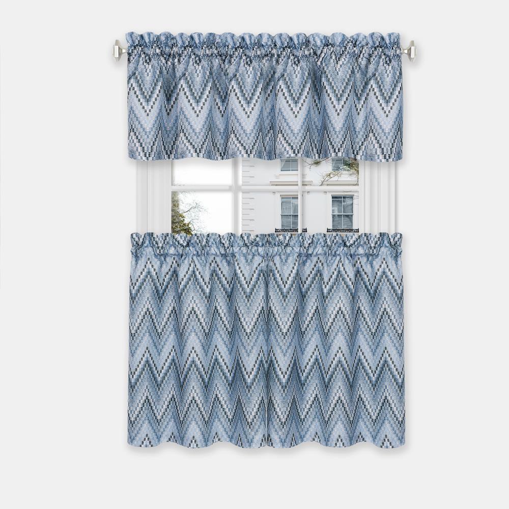 Achim AVTV36IB12 Avery 36-Inches Ice Blue Polyester Rod pocket Valance and tier set