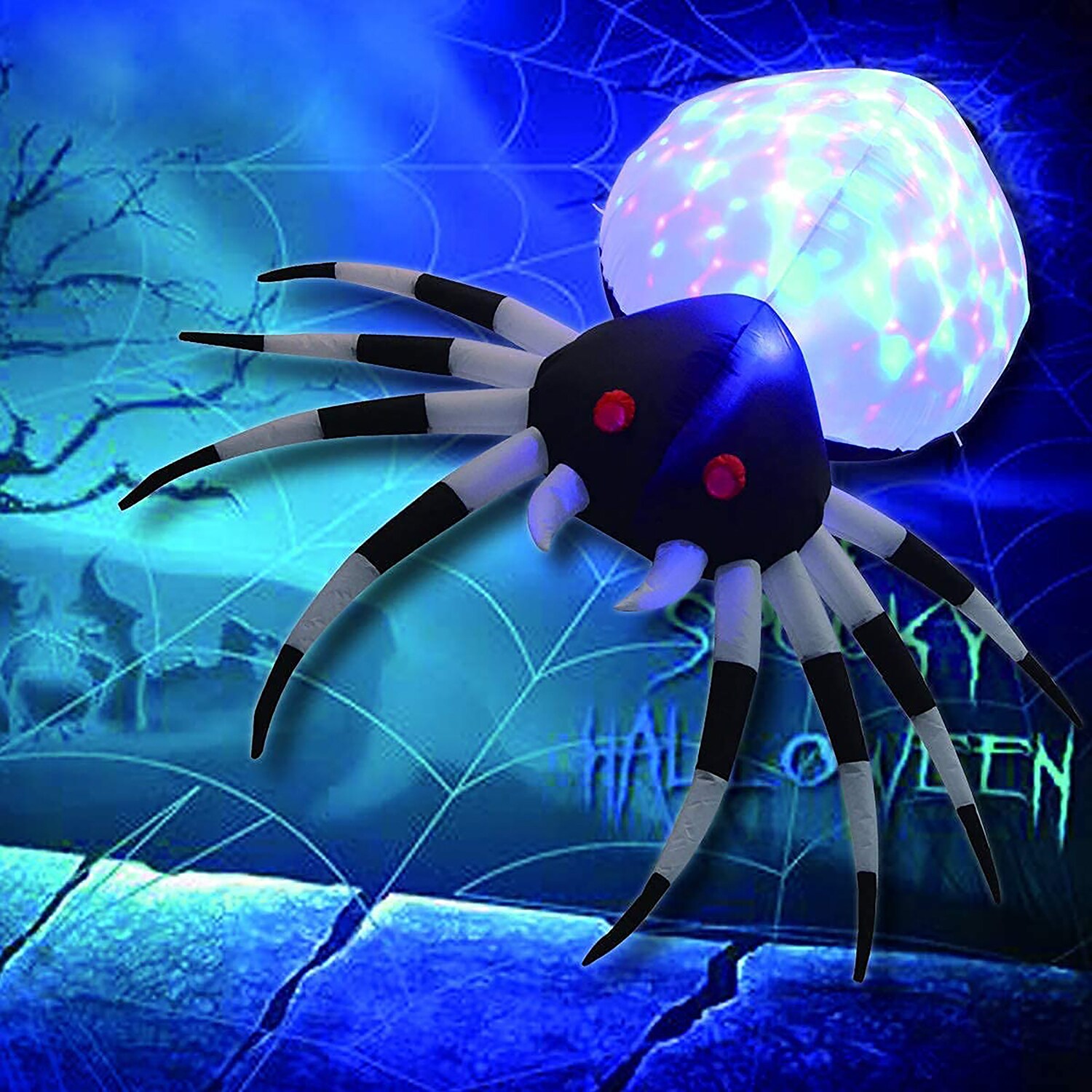 GOOSH Lighted Spider Inflatable In The Outdoor Halloween Decorations ...