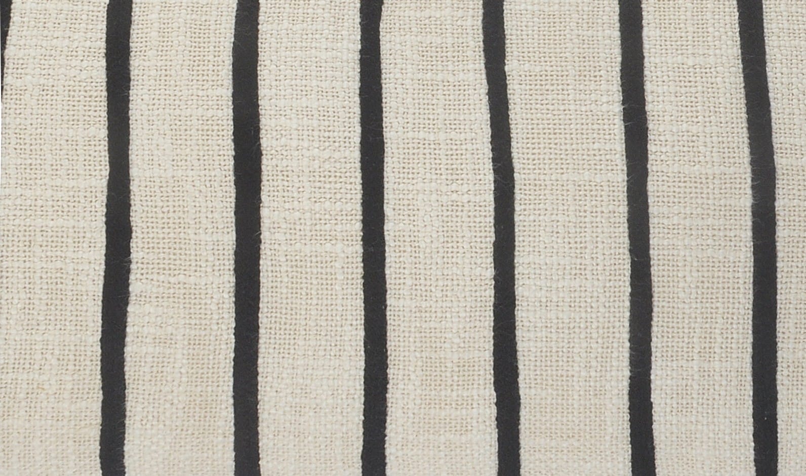 Ivory and Black Striped Cotton Fringe Throw Pillow 28" x 12"