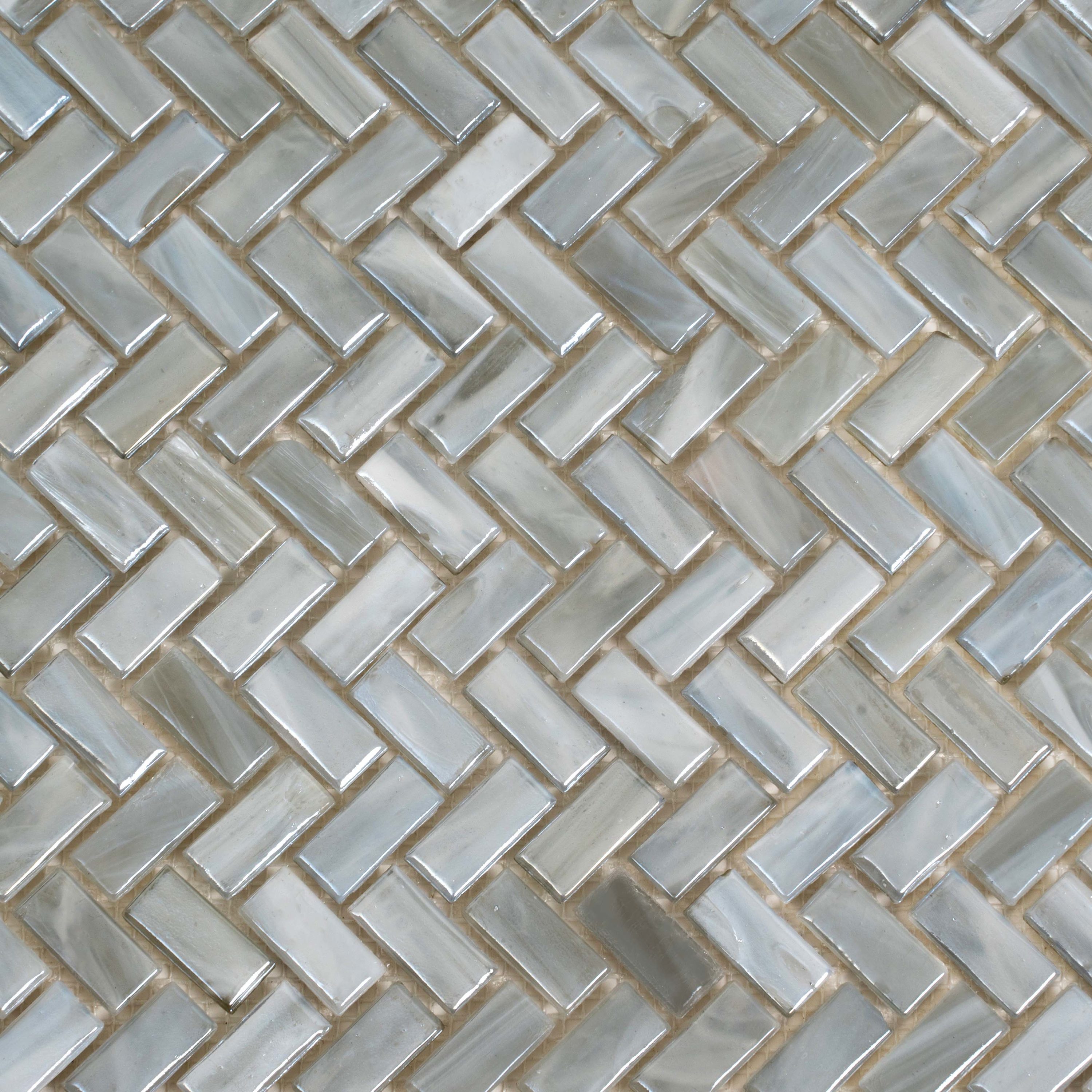 Apollo Tile (Sample) Majeste Dark Gray 4-in x 4-in Matte Glass Herringbone Mosaic Floor and Wall Tile