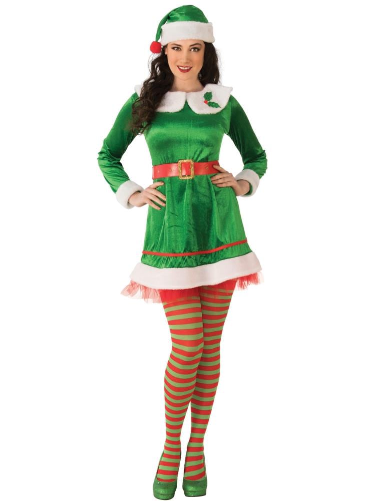 Elf Costume Christmas Santa Helper Worker Adults Mens Fancy Dress Costume 