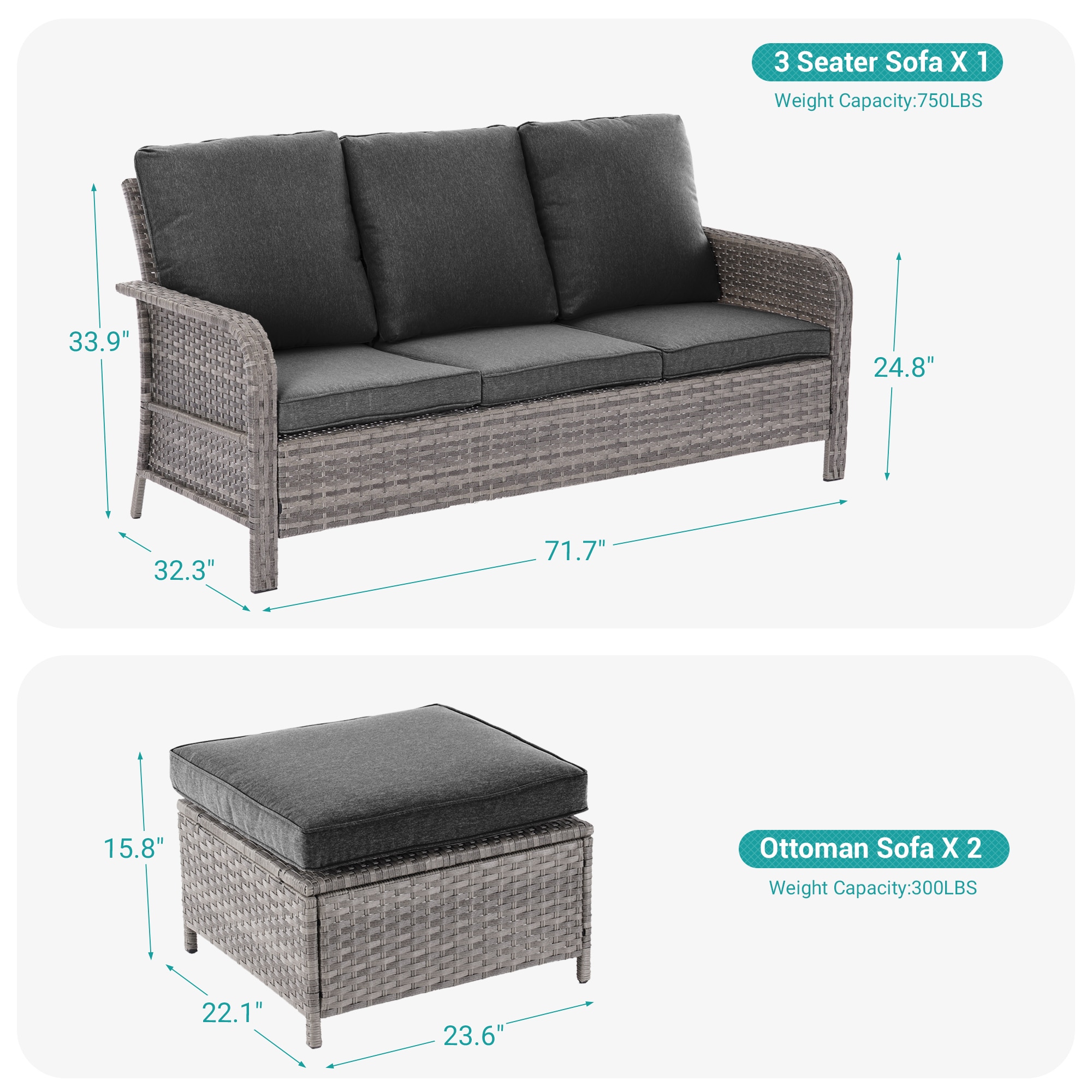 ACEGOSES LW-2R-BNY-T3 Patio-Conversation-Sets - View #3