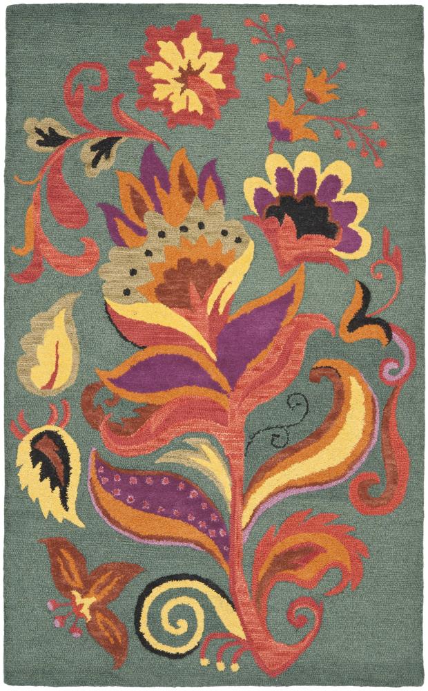 Safavieh BLM679A-6 Blossom Paradise 6 x 9 (ft) Hooked Wool Blue/Multi Rectangular Indoor Floral/Botanical Area rug