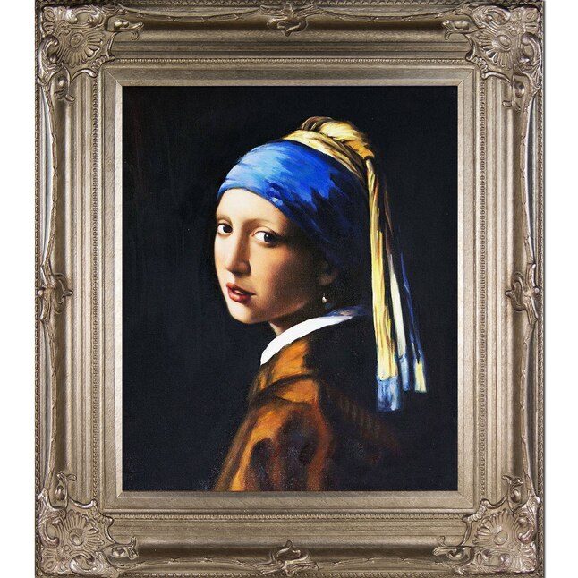La Pastiche Girl with A Pearl Earring Johannes Vermeer Framed 30-in H x ...