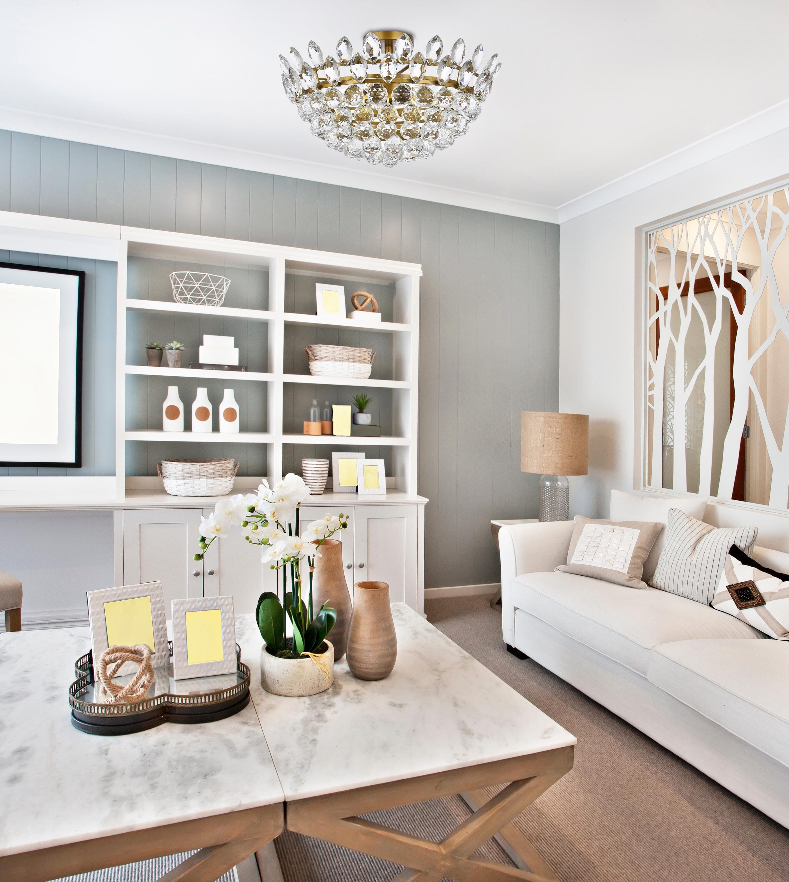 Emilia Brass and Crystal 5-Light Flush Mount