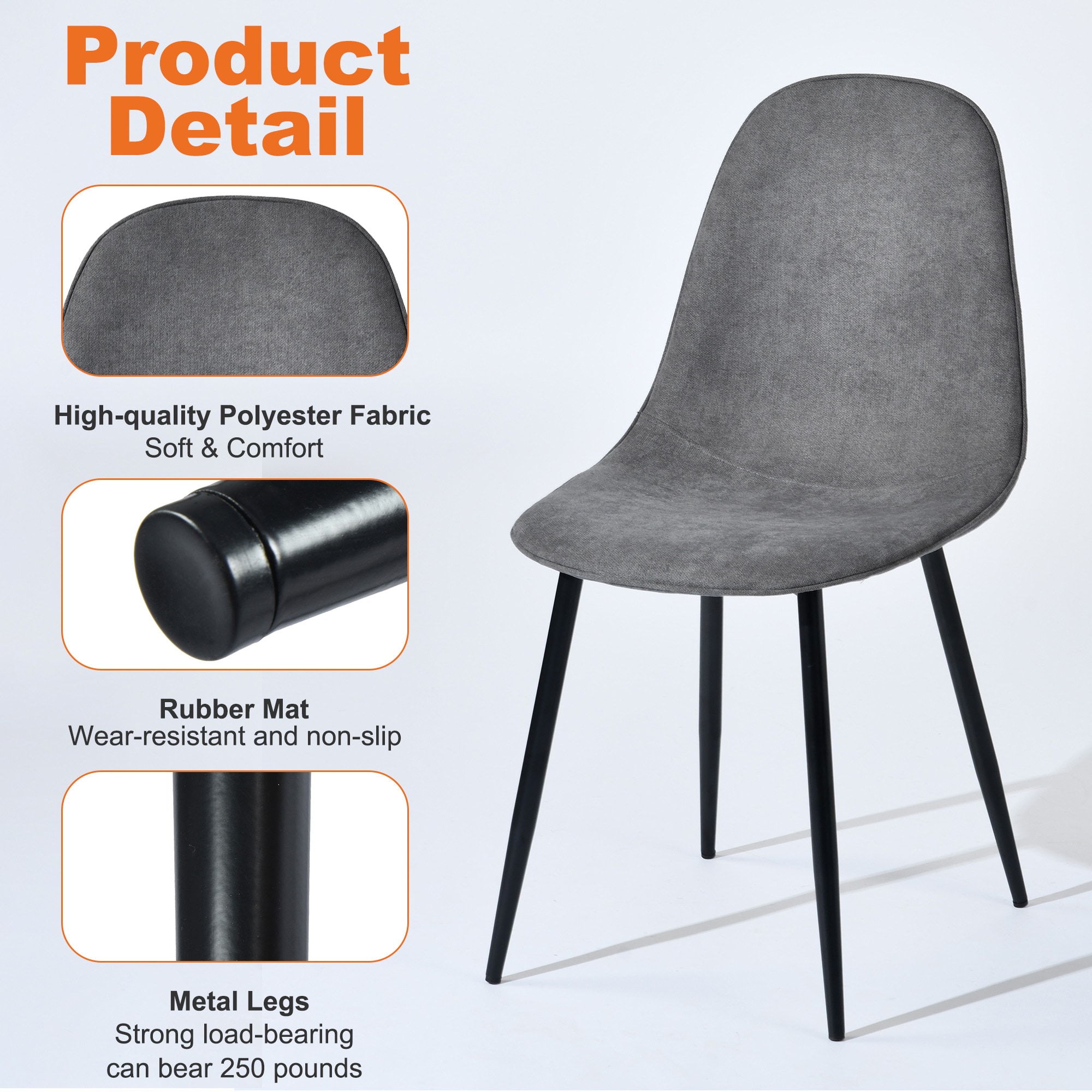 Homy Casa CHARLTON GREY Dining-Chairs - View #7