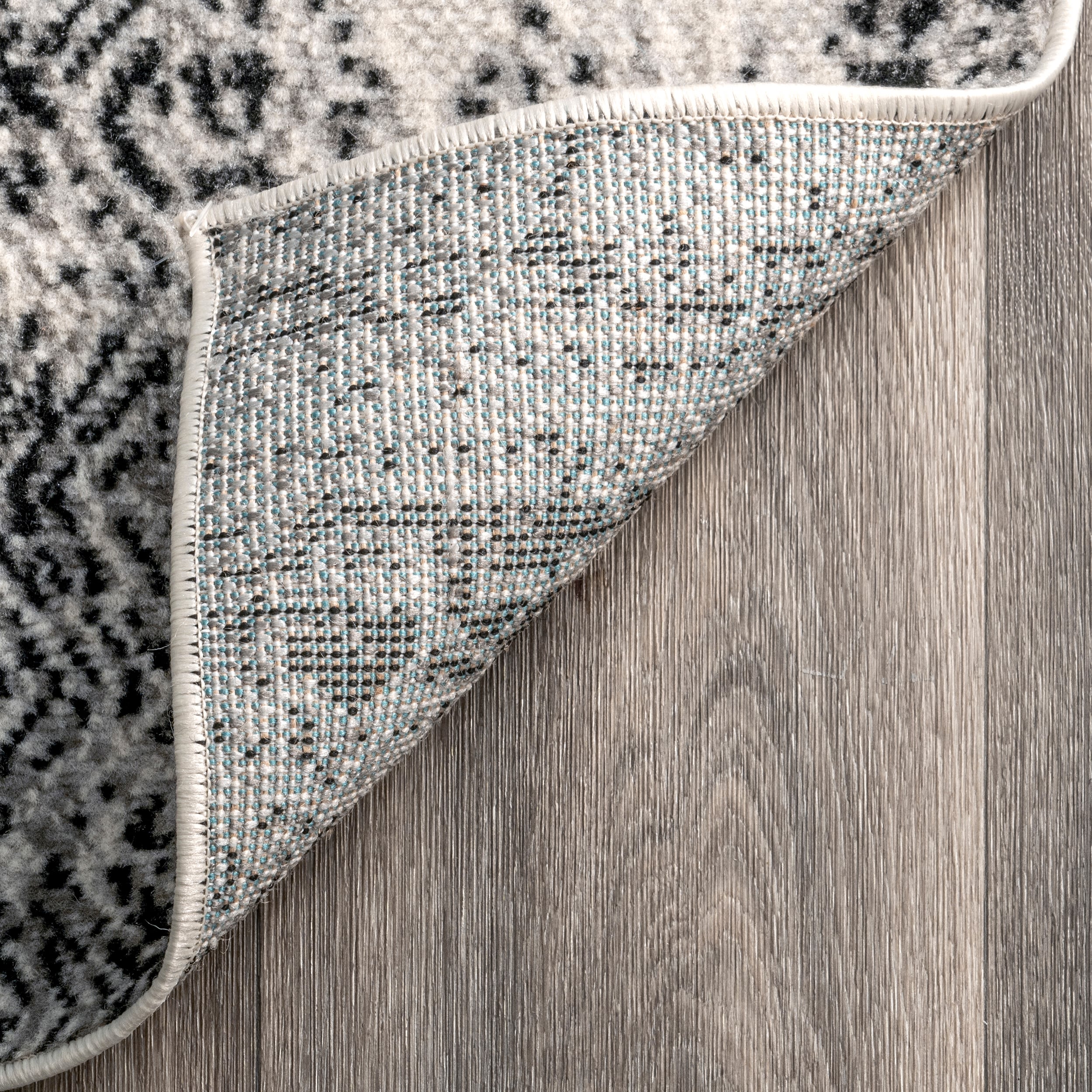 Gray and Black Abstract Synthetic Rectangular Area Rug