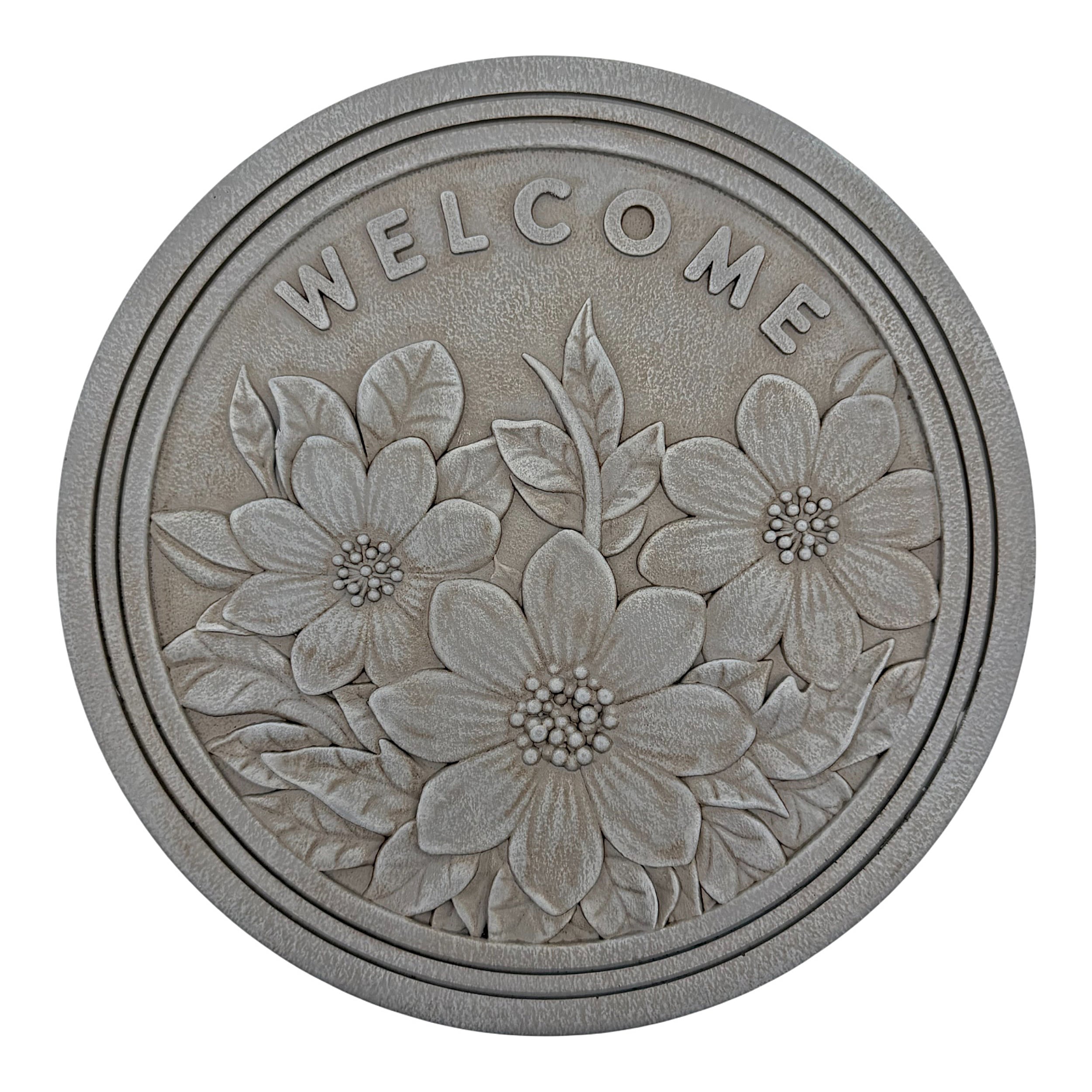 Style Selections 10-in L x 10-in W x 1-in H Round Gray Cement Stepping stone