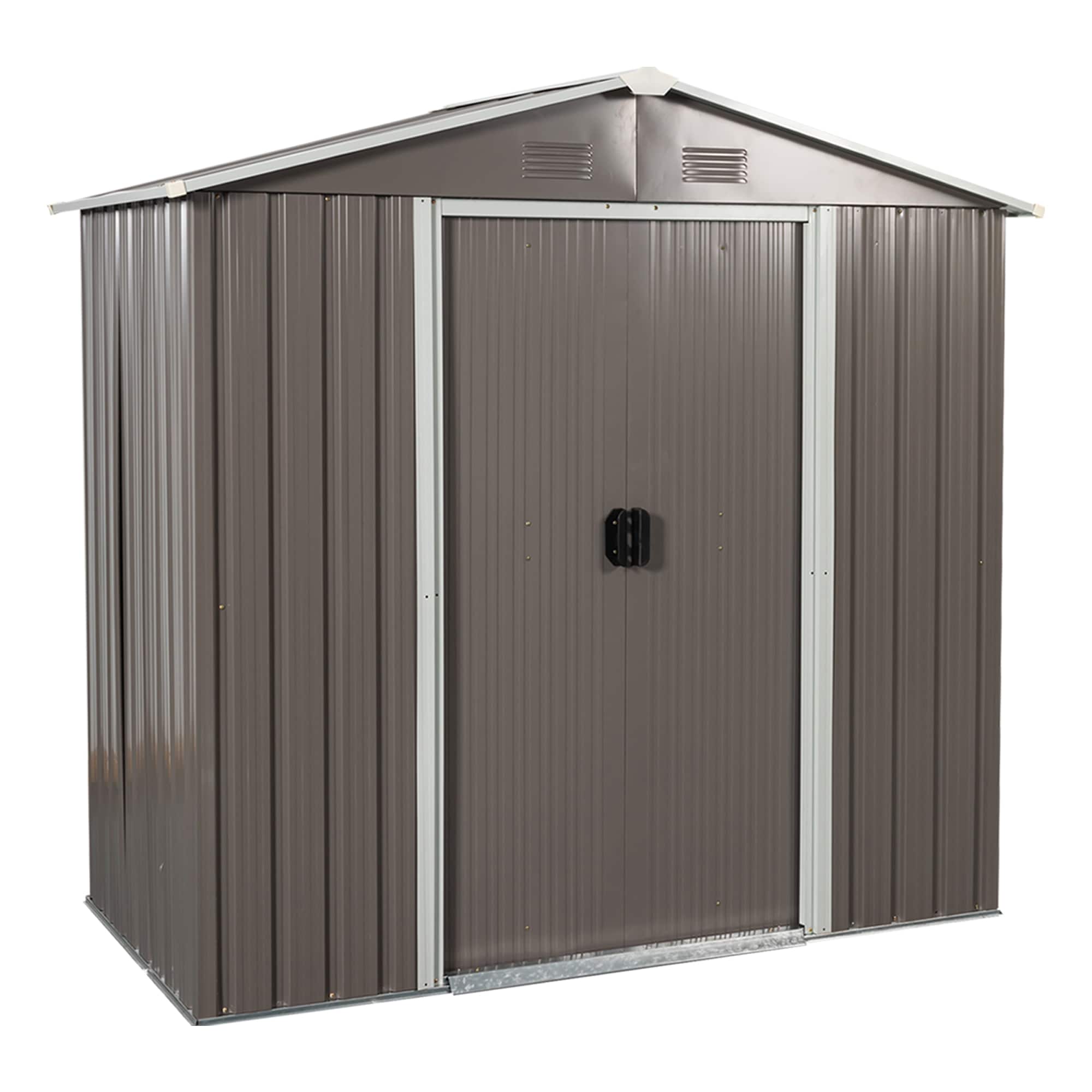 WELLFOR GGJS00384GY 8-Feet x 4-Feet GA Summit Galvanized steel Storage Shed