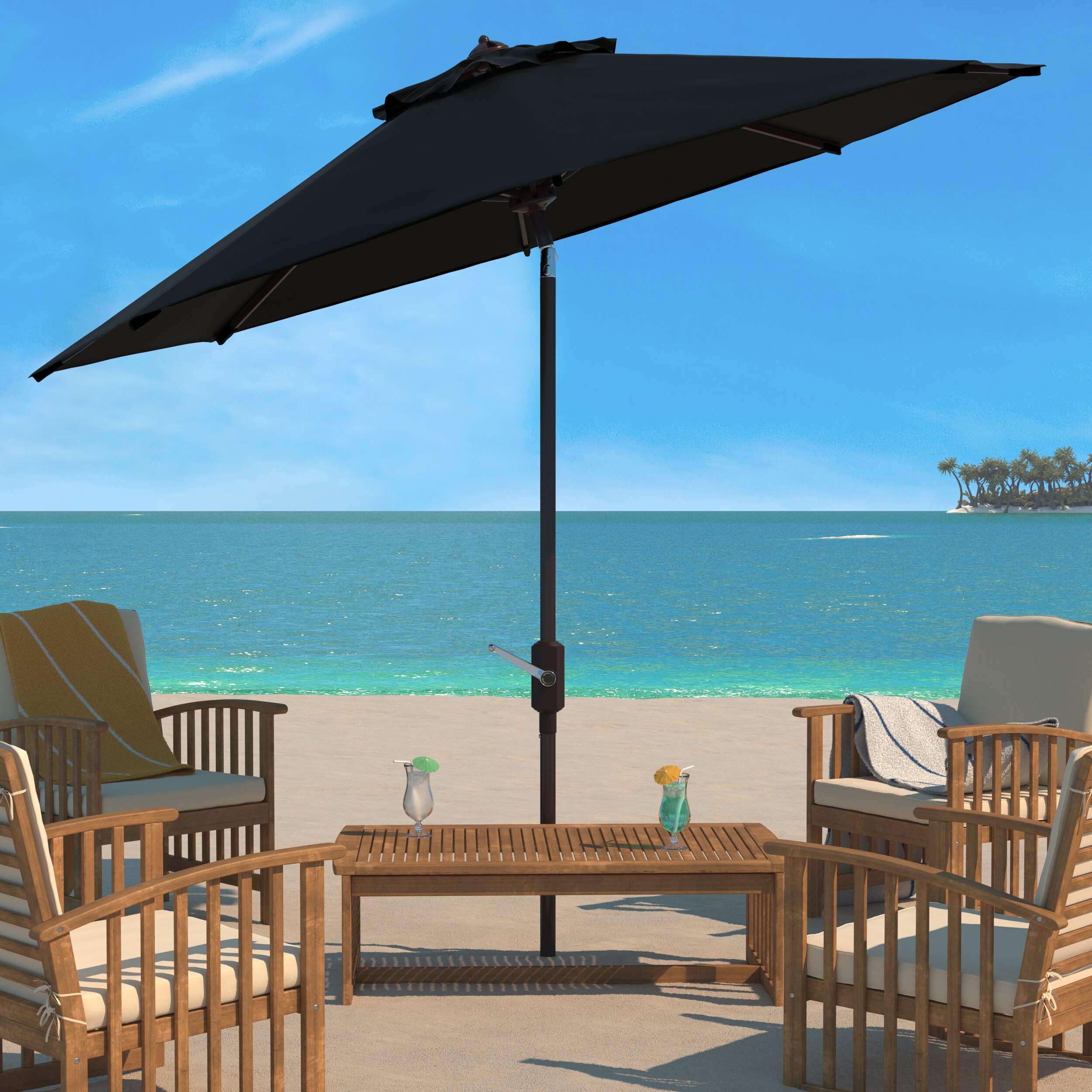 Herla 11ft Black Aluminum Auto Tilt Market Umbrella