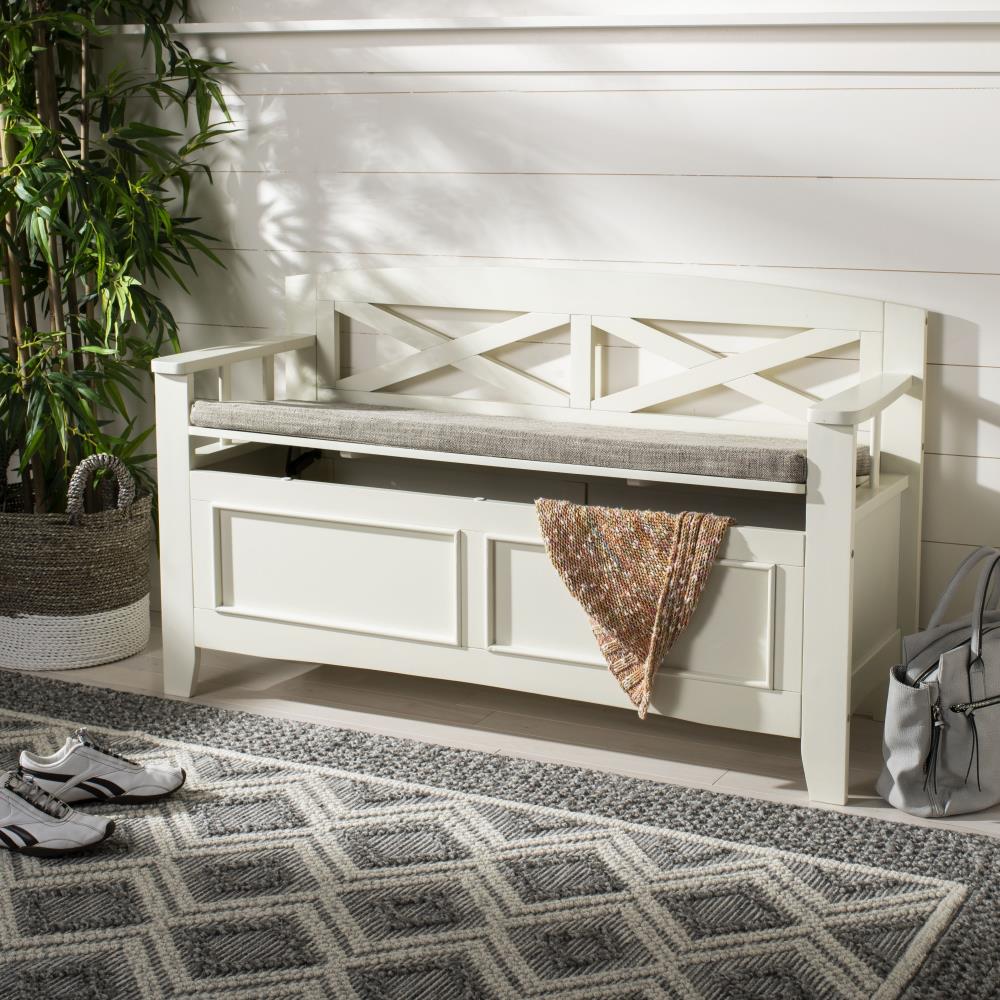 Safavieh Anisa Farmhouse Bone/Light Gray Storage Bench with Storage 50 ...