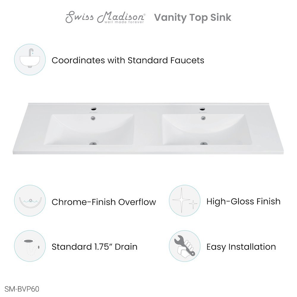 Swiss Madison SM-5-BVP60 Vanity-Tops - View #2