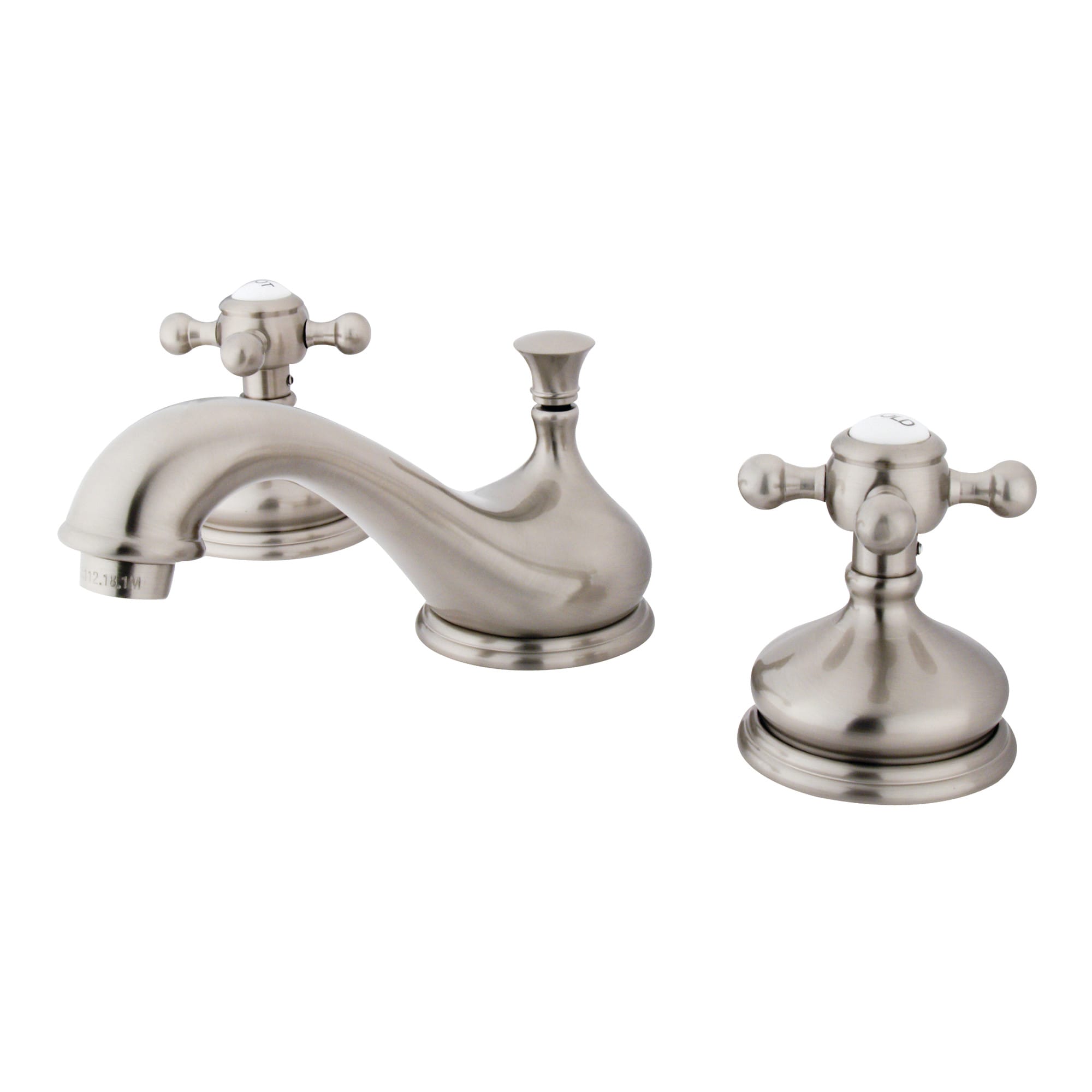 Kingston Brass WLKS1168BX Vintage Brushed nickel Widespread 2-handle Low-arc Residential Handle Bathroom Sink Faucet with Drain