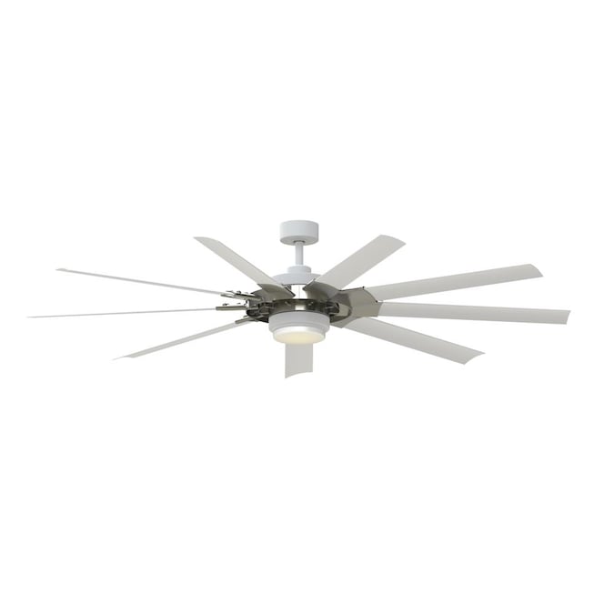Fanimation Studio Collection Slinger V2 72 In Matte White Led Indoor Outdoor Ceiling Fan With Light And Remote 9 Blade The Fans Department At Com - Small Outdoor Ceiling Fans Wet Rated With Light