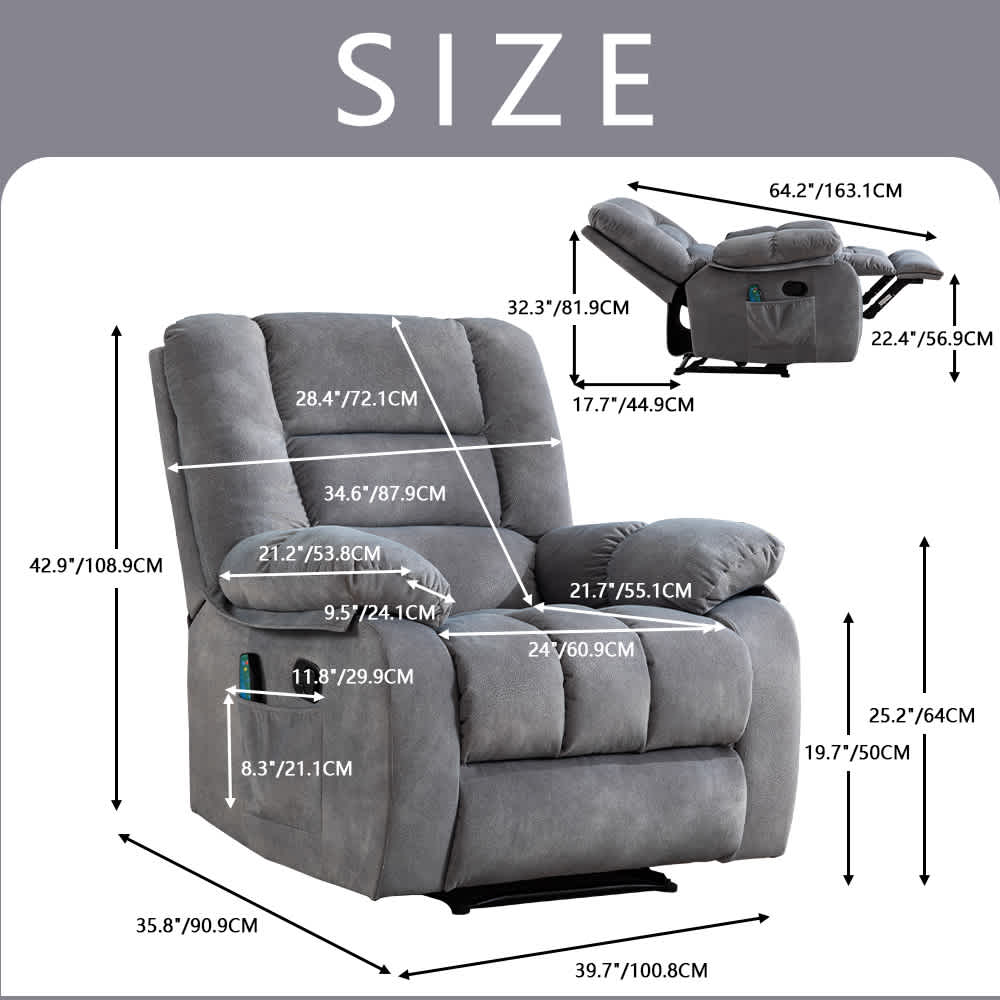 Bestier USLOW-L502637E-LGRY recliners - View #6