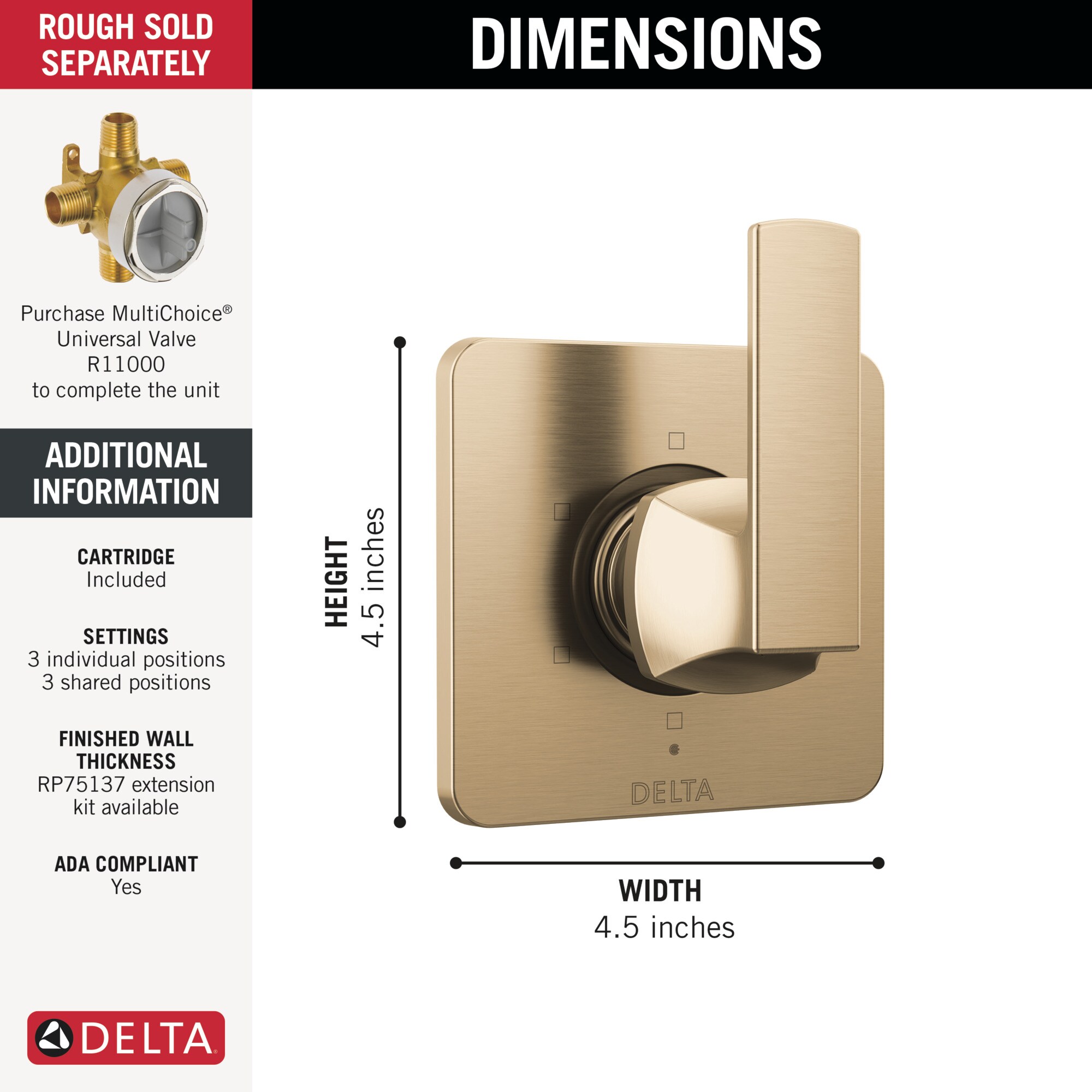Delta T11937-CZ Bath-Shower-Facc - View #2