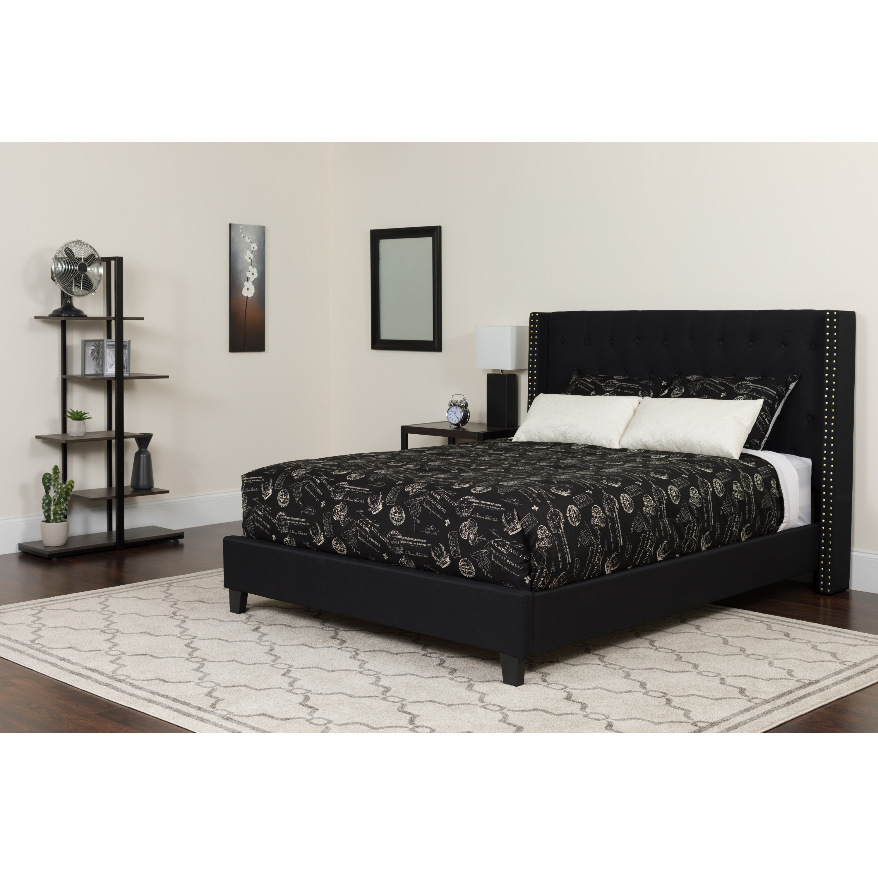 Flash Furniture 889142254737 Riverdale Black Queen Upholstered Platform Bed