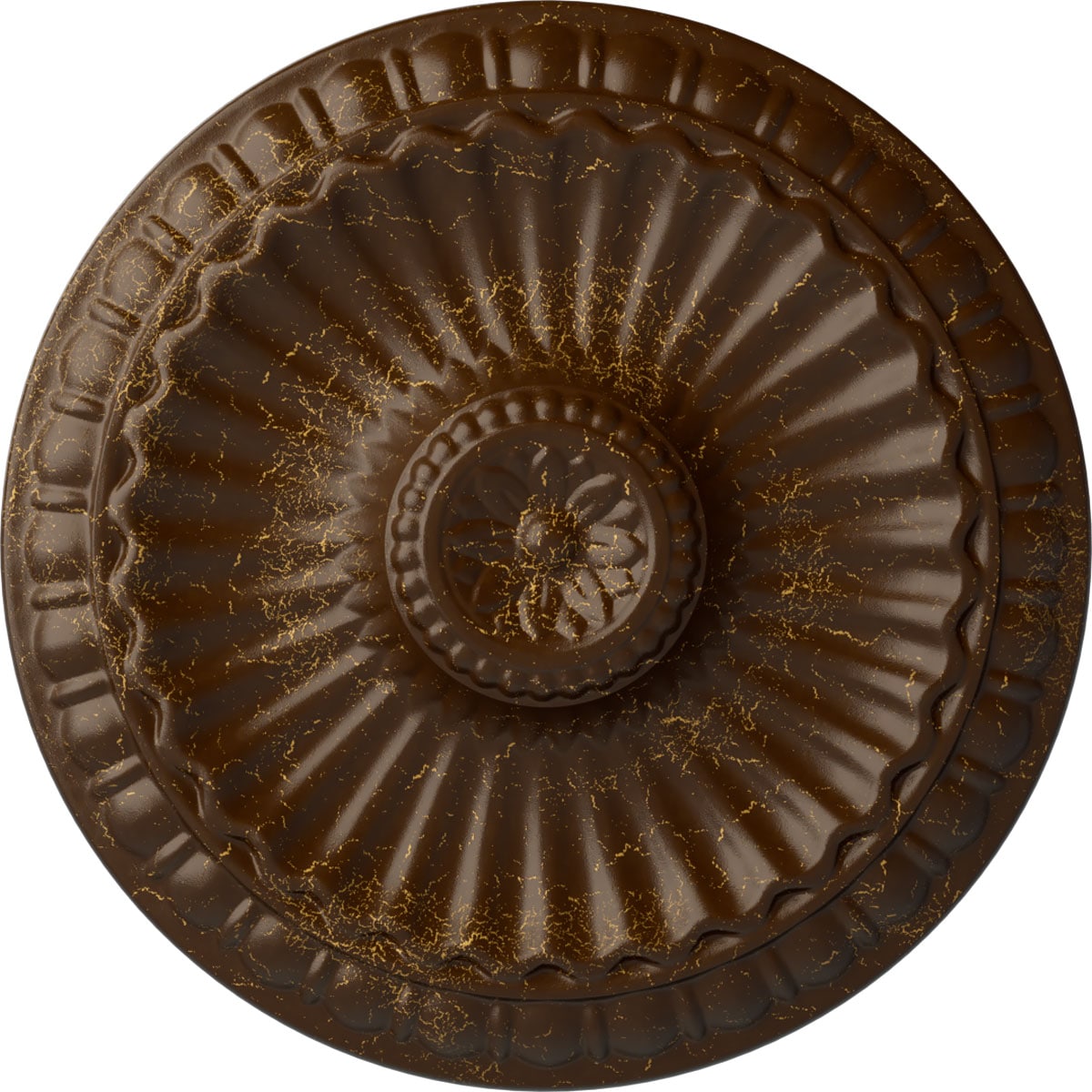 Ekena Millwork CM11LIRBC Linus 11.25-in W x 11.25-in L Painted Root Beer Crackle Polyurethane Whole Ceiling Medallion