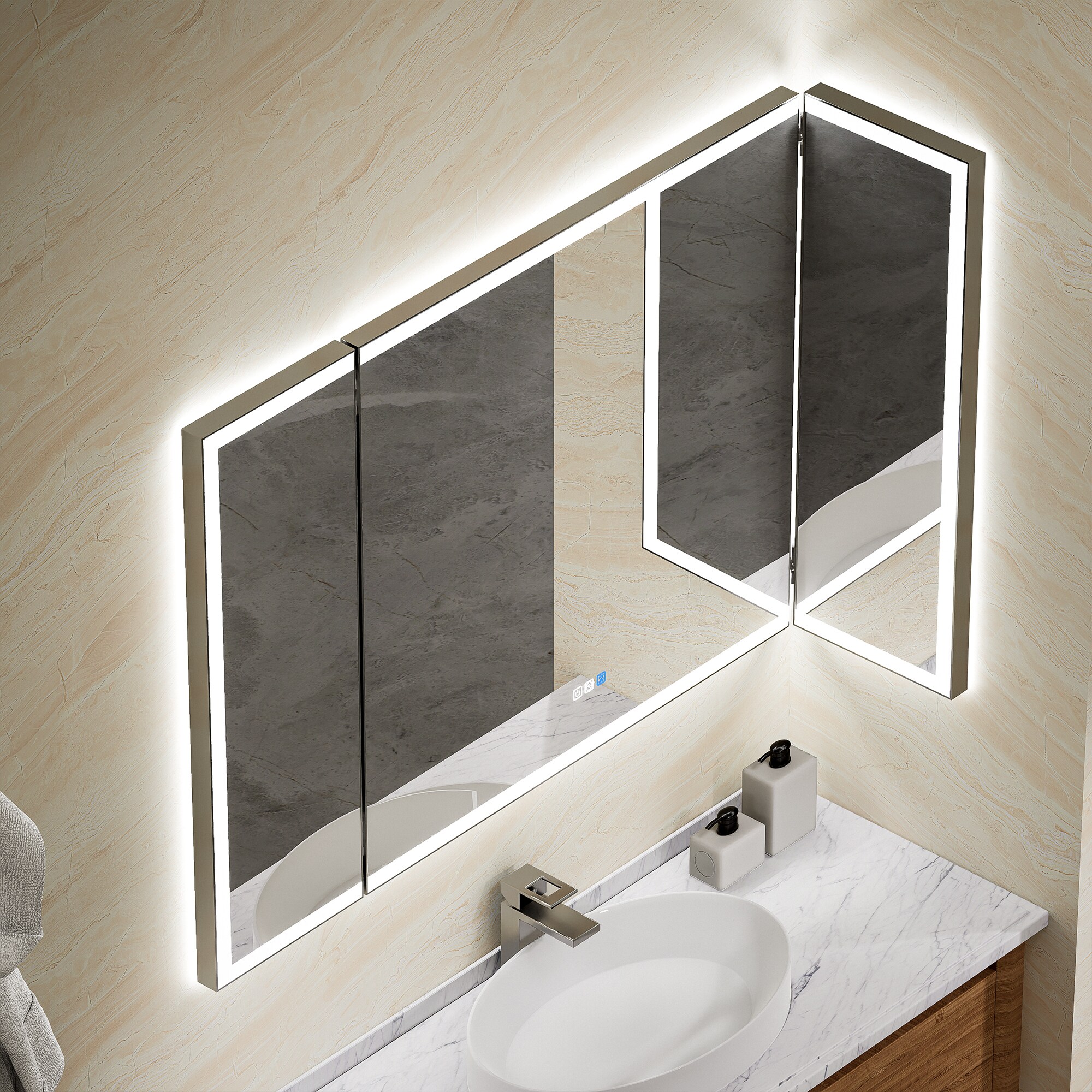 WELLFOR TO-EM-BV30WHBK Framed-Bath-Mirrors - View #3