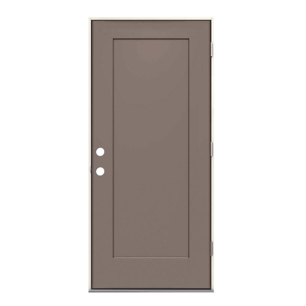 JELD-WEN LOWOLJW229900056 36-in x 80-in x 4-9/16-in Steel Left-Hand Outswing Pottery Painted Prehung Front Door Insulating Core