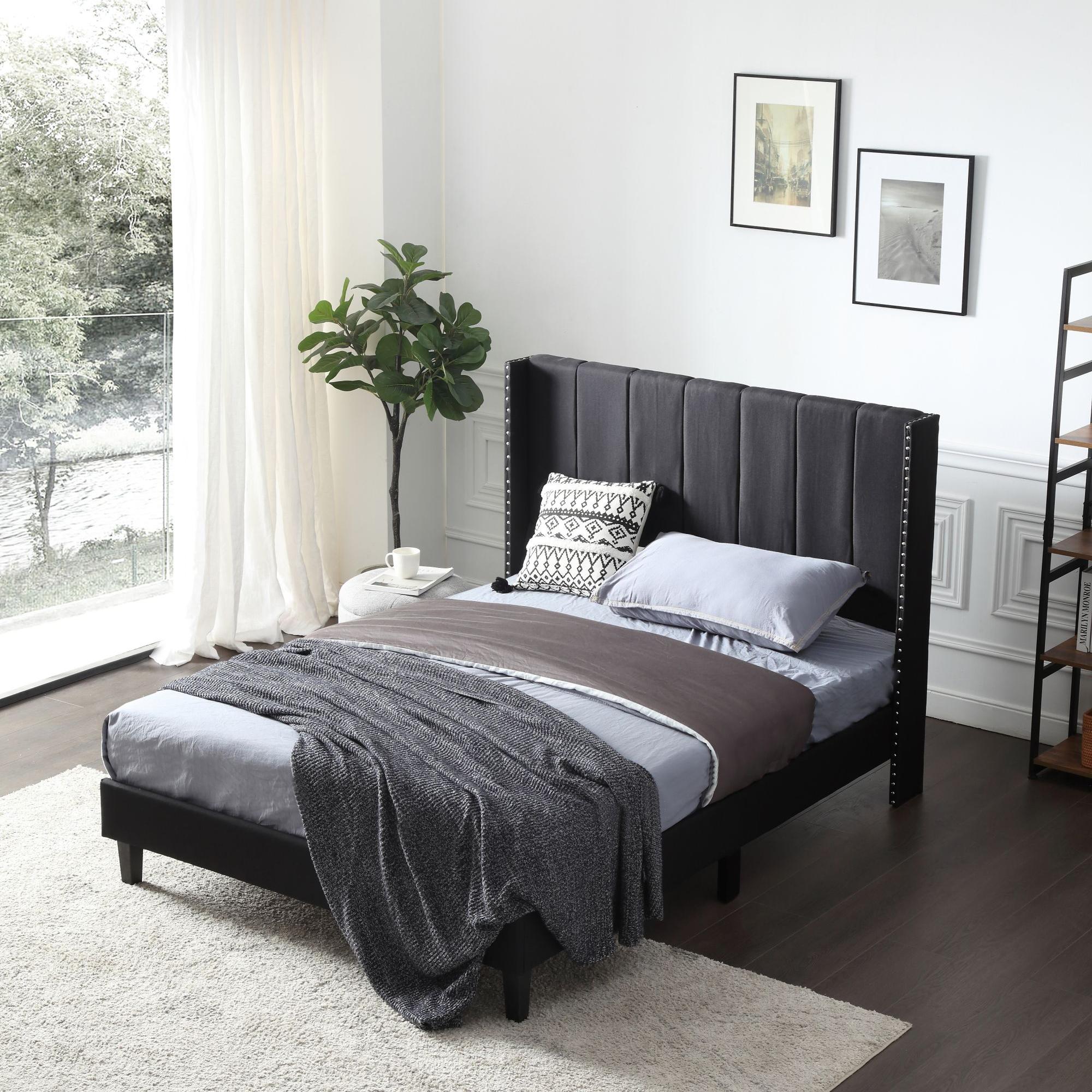 GZMR GZMR Full Size Beds Black Full Bed Frame In The Beds Department At ...