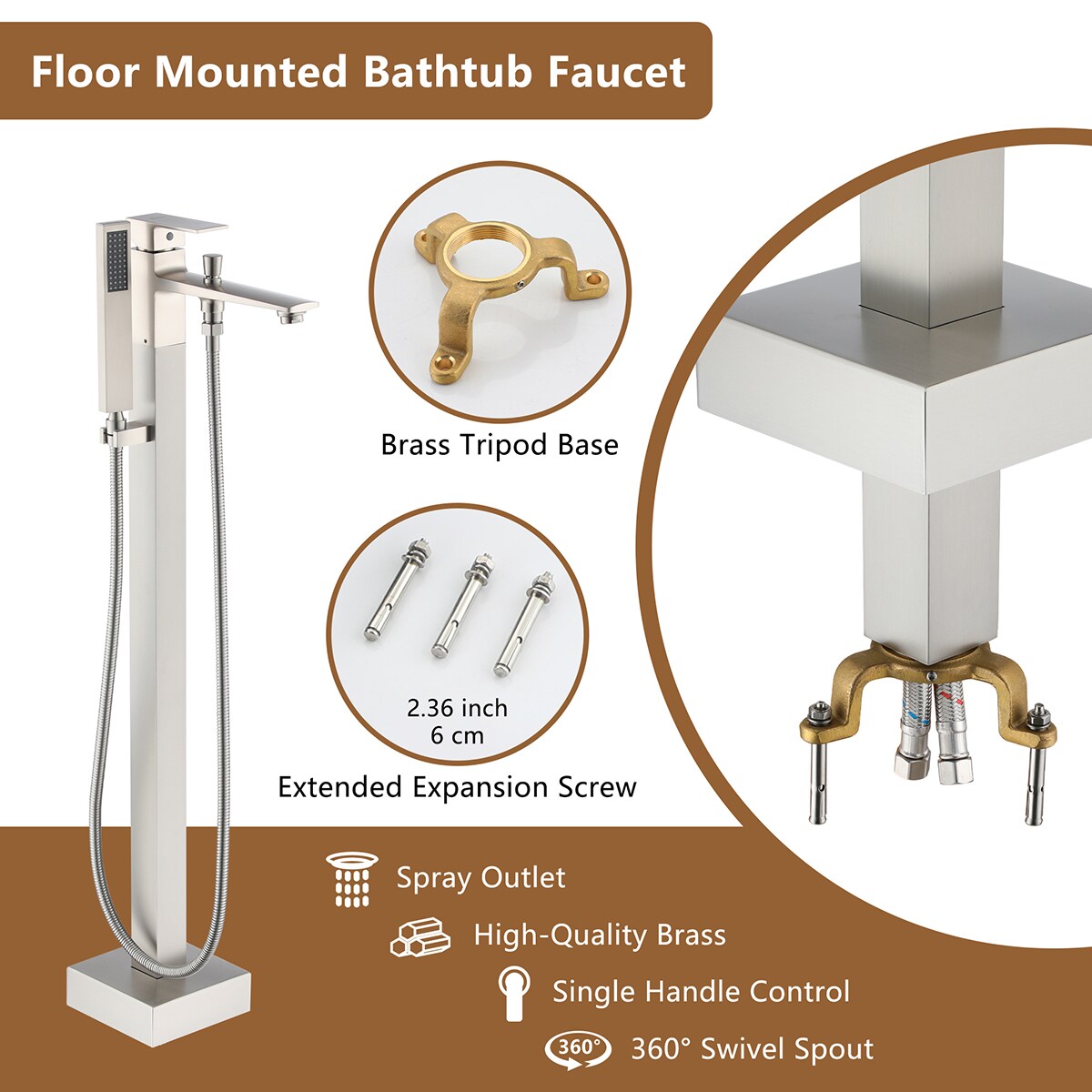 Mondawe AM-S123C-BN Roman-Tub-Faucets - View #4