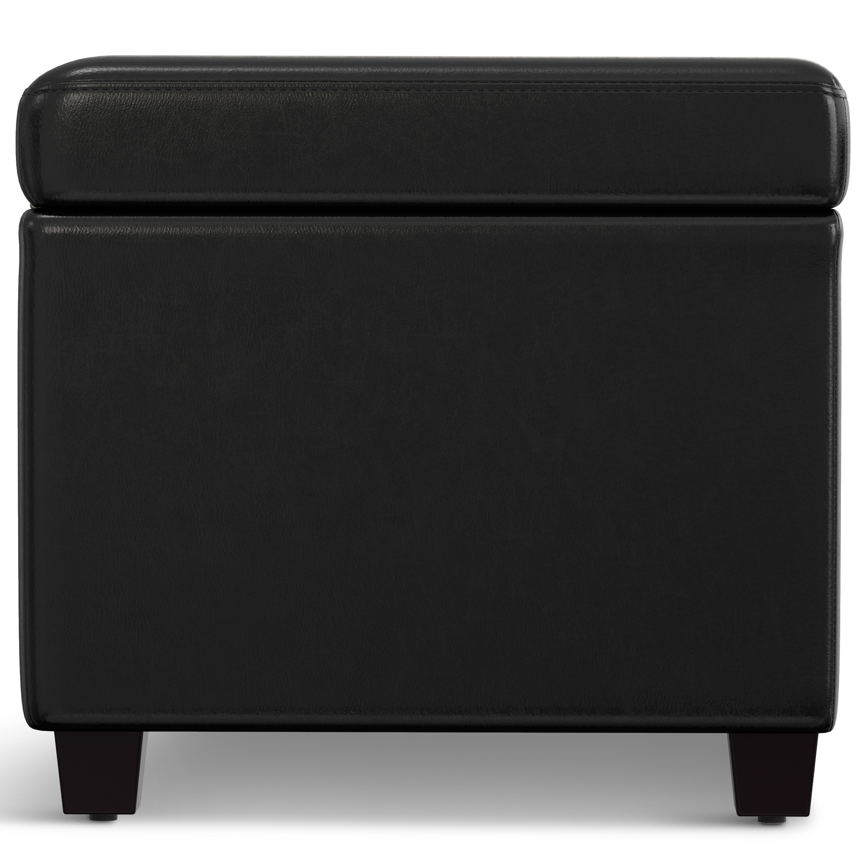 Midnight Black Faux Leather Extra Large Storage Ottoman Bench