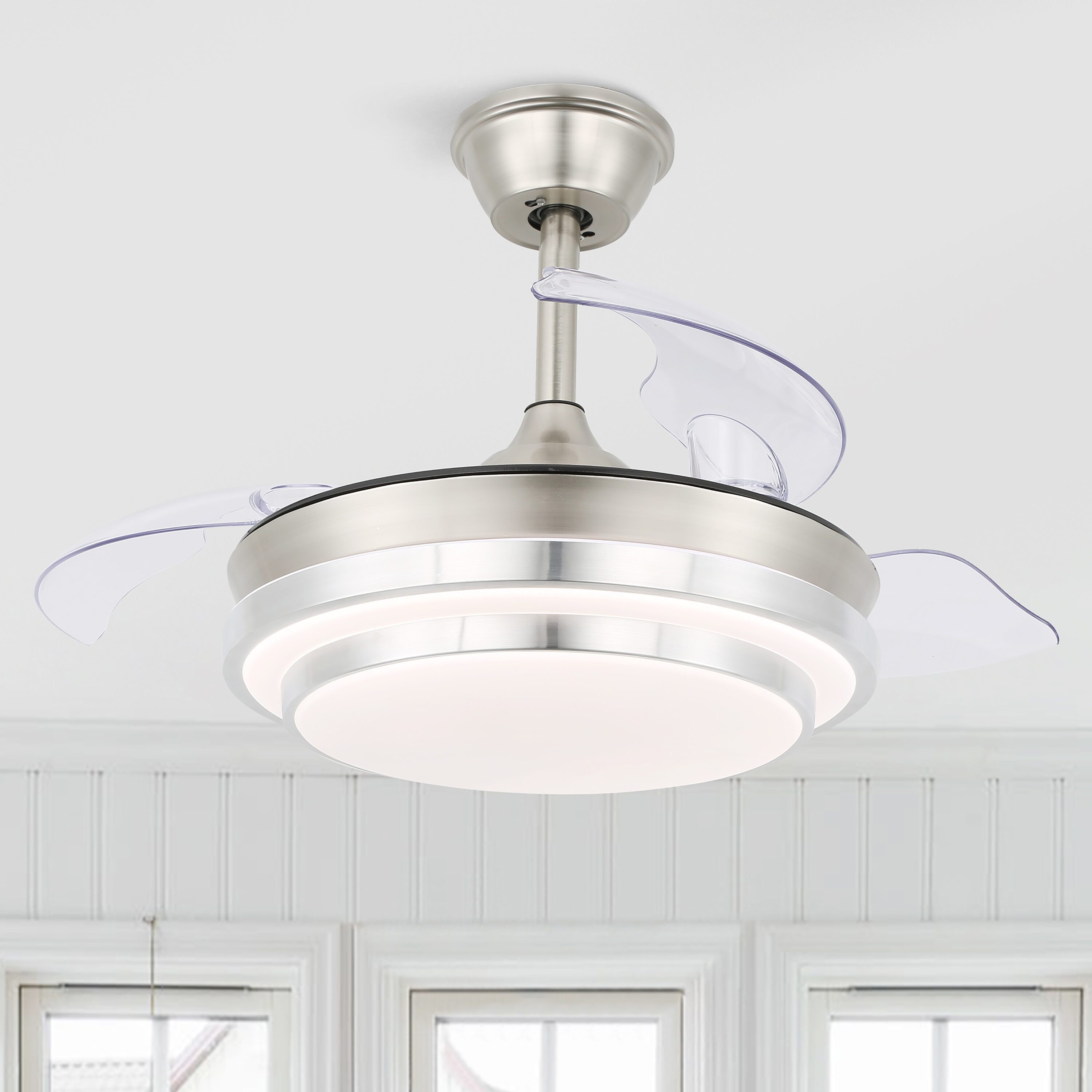 Cusp Barn DC3604 DC3604 36-in Color-Changing Chrome with Ceiling Fan With Light - Remote Included ( 3 -Blade )