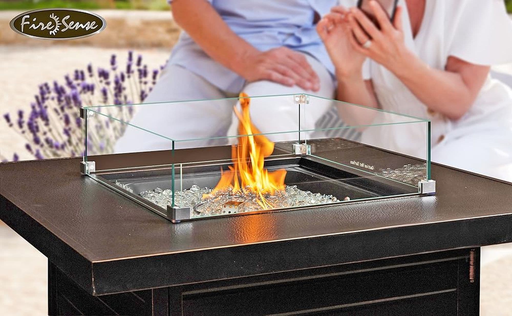 Clear Tempered Glass Wind Guard for Square Fire Pits