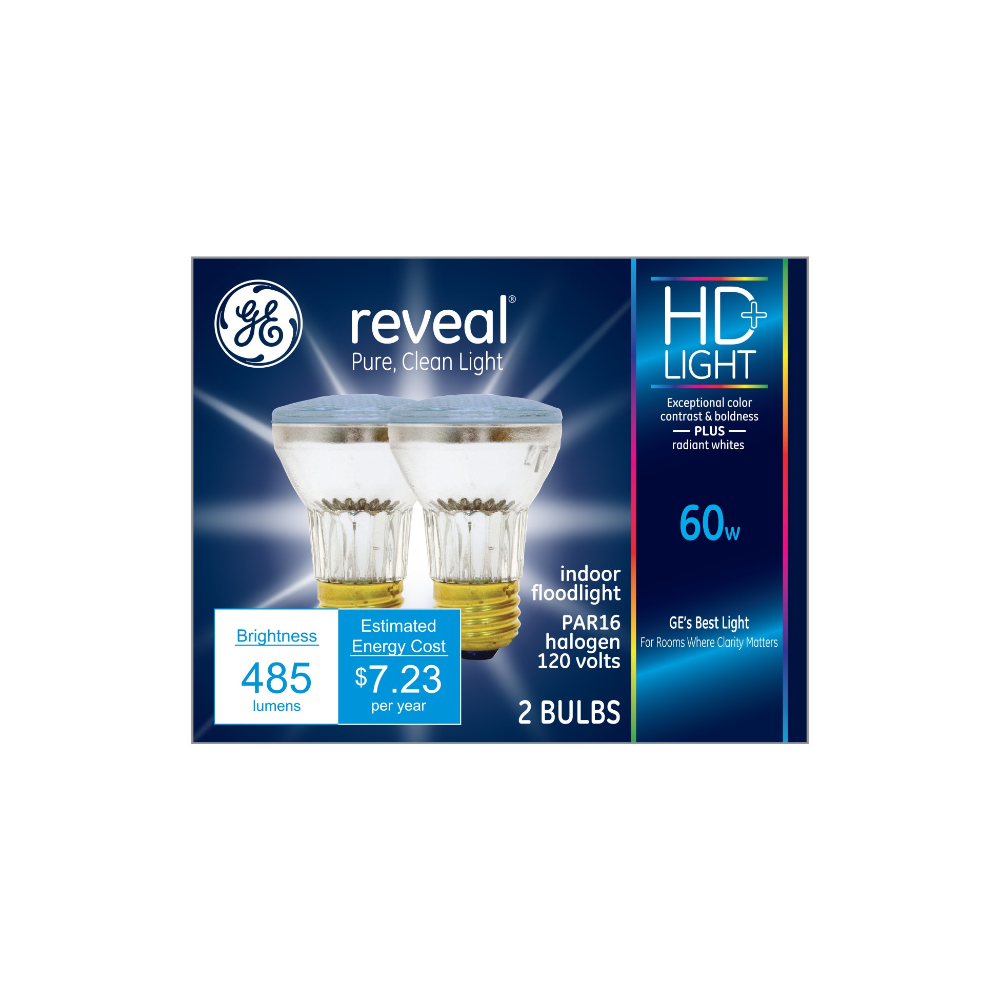GE 33133 60 -Watt EQ PAR16 Color-enhancing Medium base (E-26) Dimmable Halogen Spot Flood Light Bulb 2 -Pack