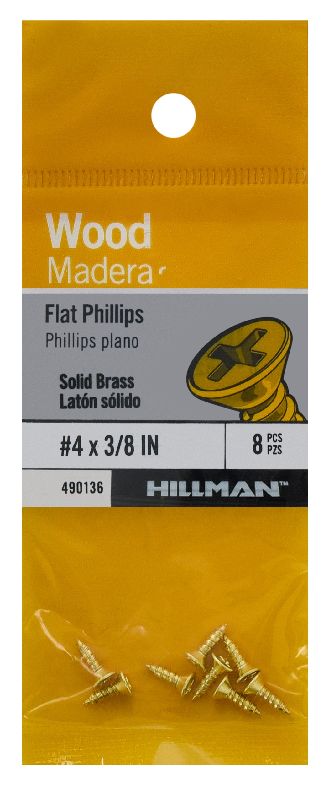 Phillips Flat Head Brass Wood Screw No 385618 Hillman Fasteners 3pk for sale online 
