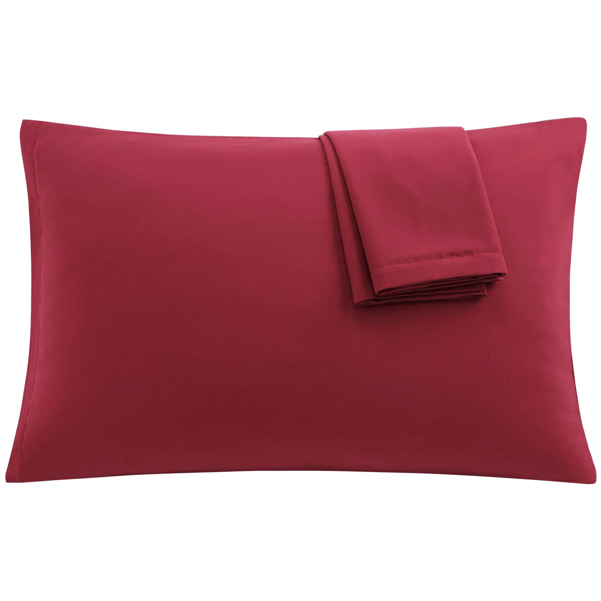 Unique Bargains 2pcs Pillow Cases Soft 1800 Series Microfiber Pillowcases Set with Zipper Travel(14 Inchx20 Inch) Wine