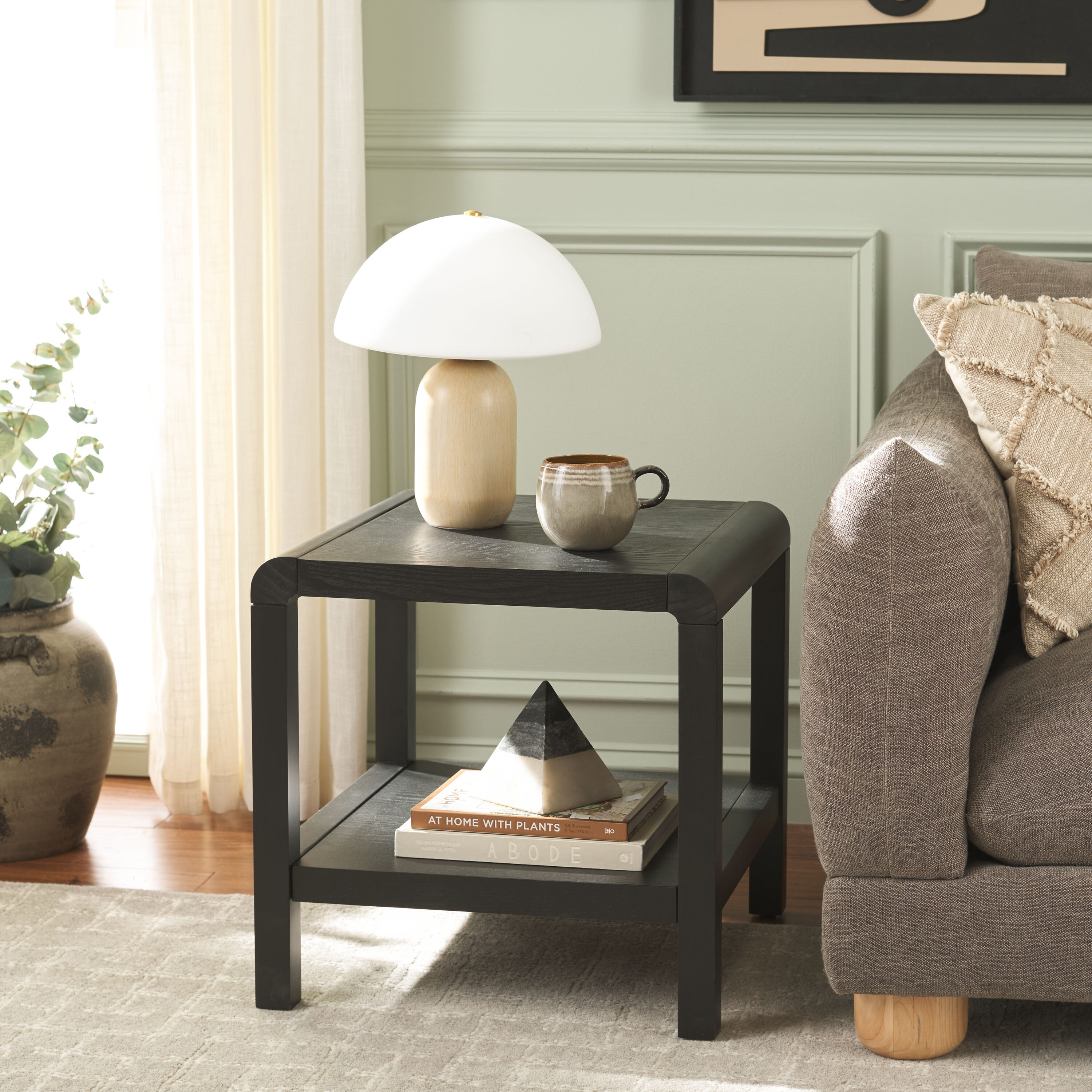Rustic Polished Pine Accent Table Set with Storage