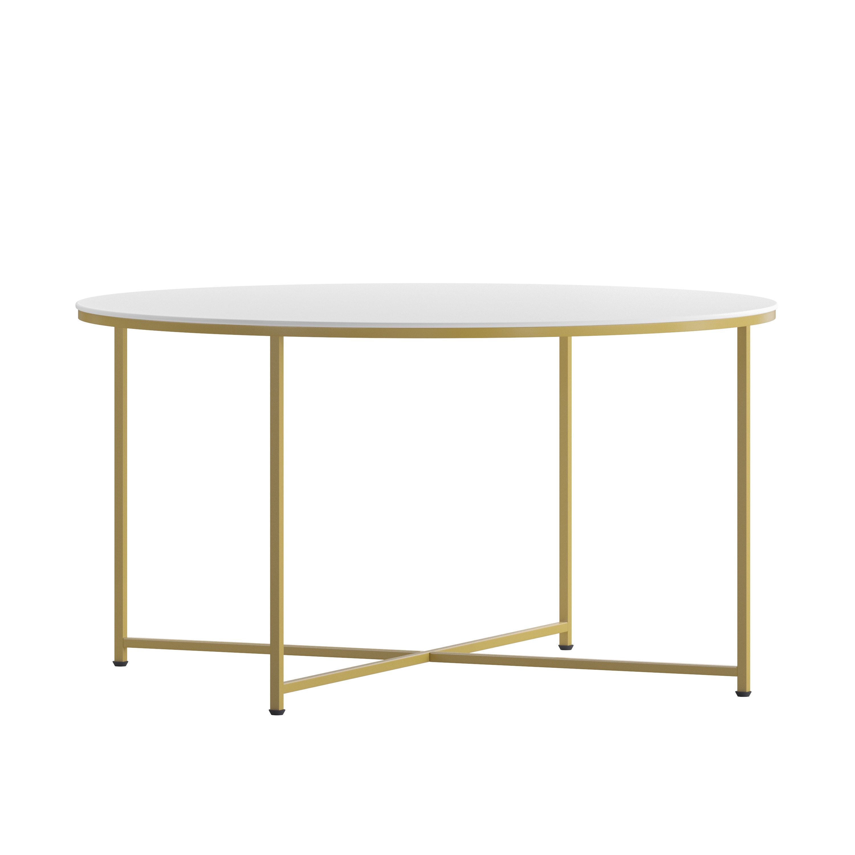 Hampstead Matte Gold and White Round Wood & Metal Coffee Table