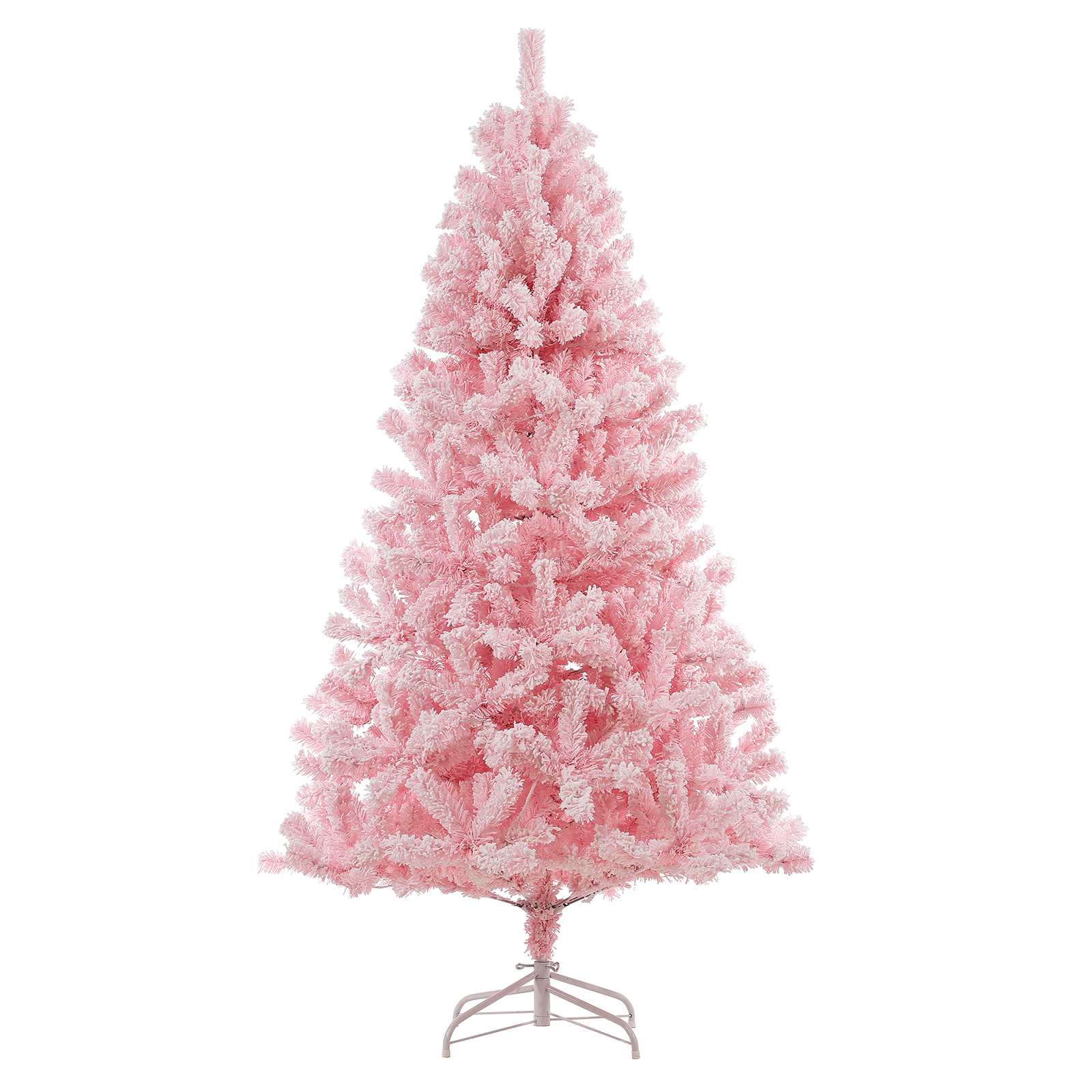 Qeetex JXNAG-PHO-15QT73T2 6 Ft Pink Pre-Lit Artificial Christmas Tree Snow Flocked Holiday Hinged Xmas Tree with 250 Multi-Color Led Lights 751 Branch Tips Artificial Pine Christmas Tree for Home Office Party