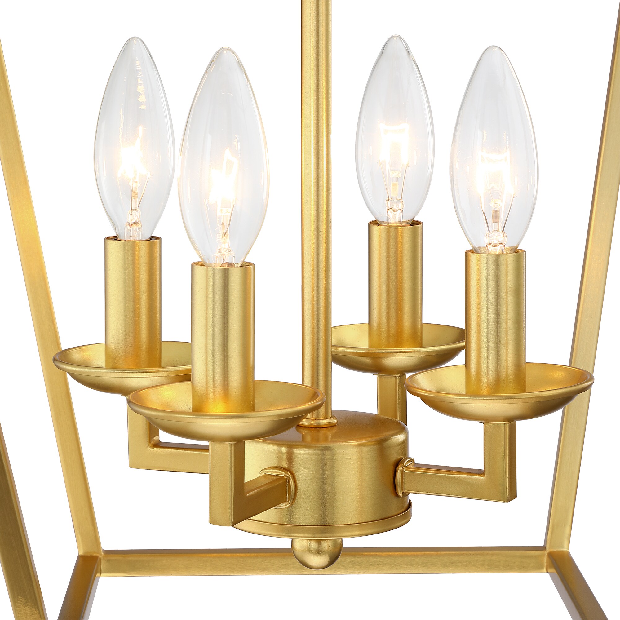 12" Gold Geometric 4-Light Pendant with Adjustable Chain