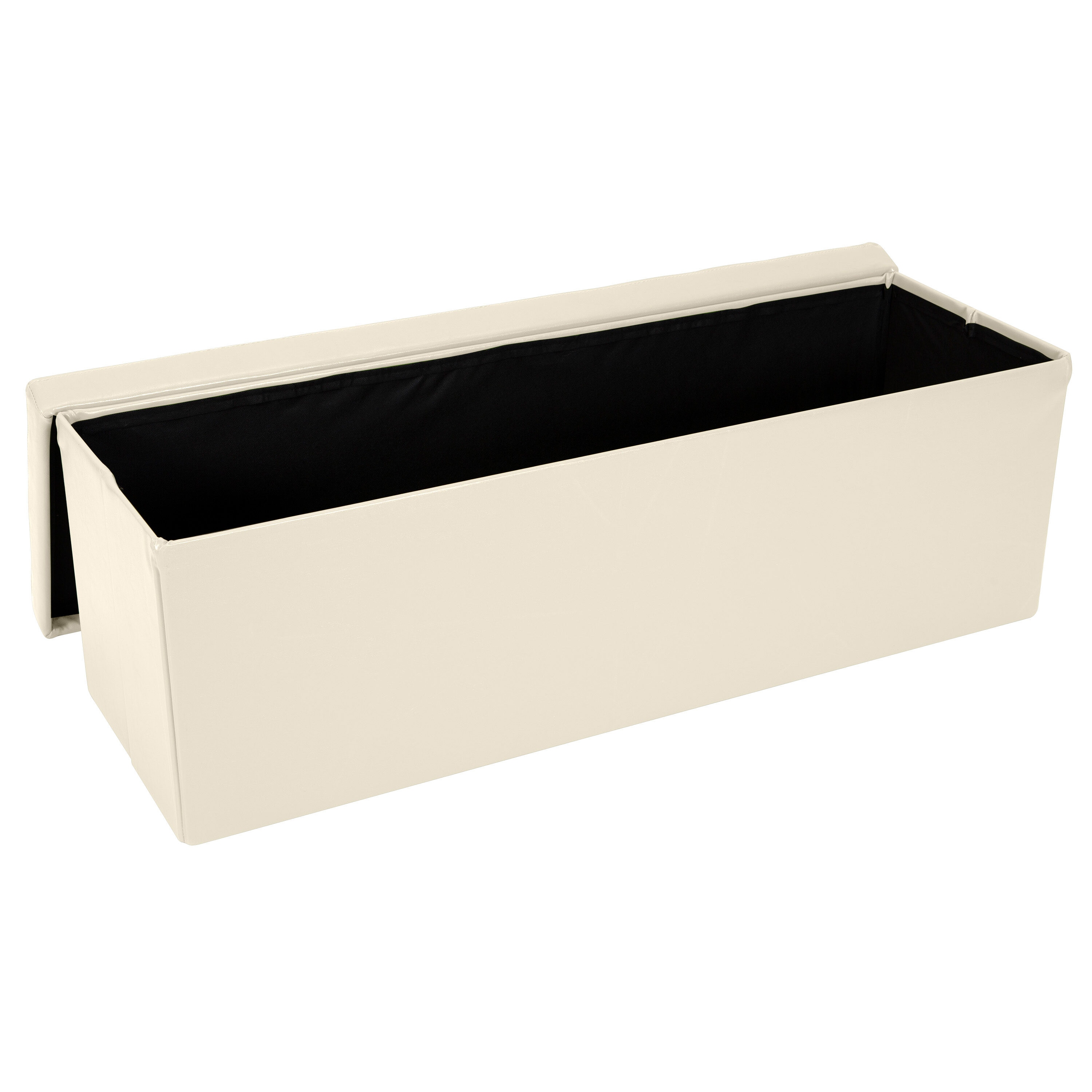 Simplify F-0645-IVORY-BX Modern Ivory Faux leather Storage Ottoman