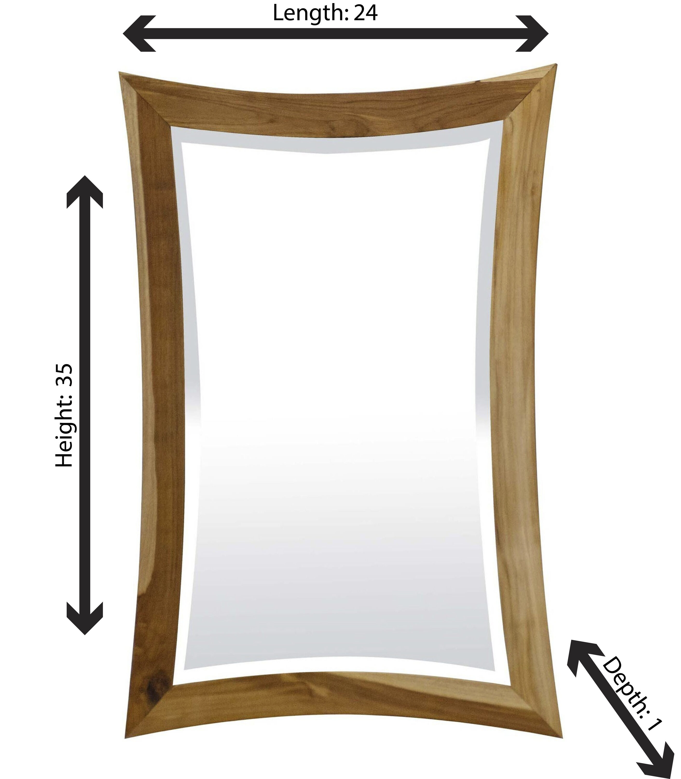 Earthy Teak 24" Rectangular Wood Vanity Mirror