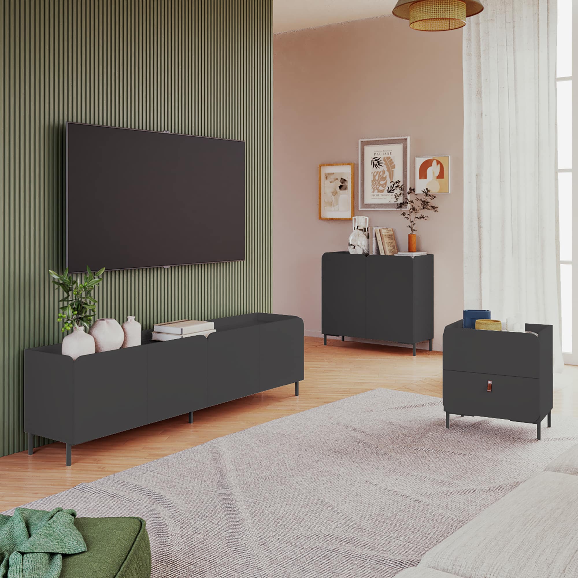 Manhattan Comfort 3-31892AMC153 Modern/Contemporary Black TV stand ( Accommodates TVs up to 65-in )