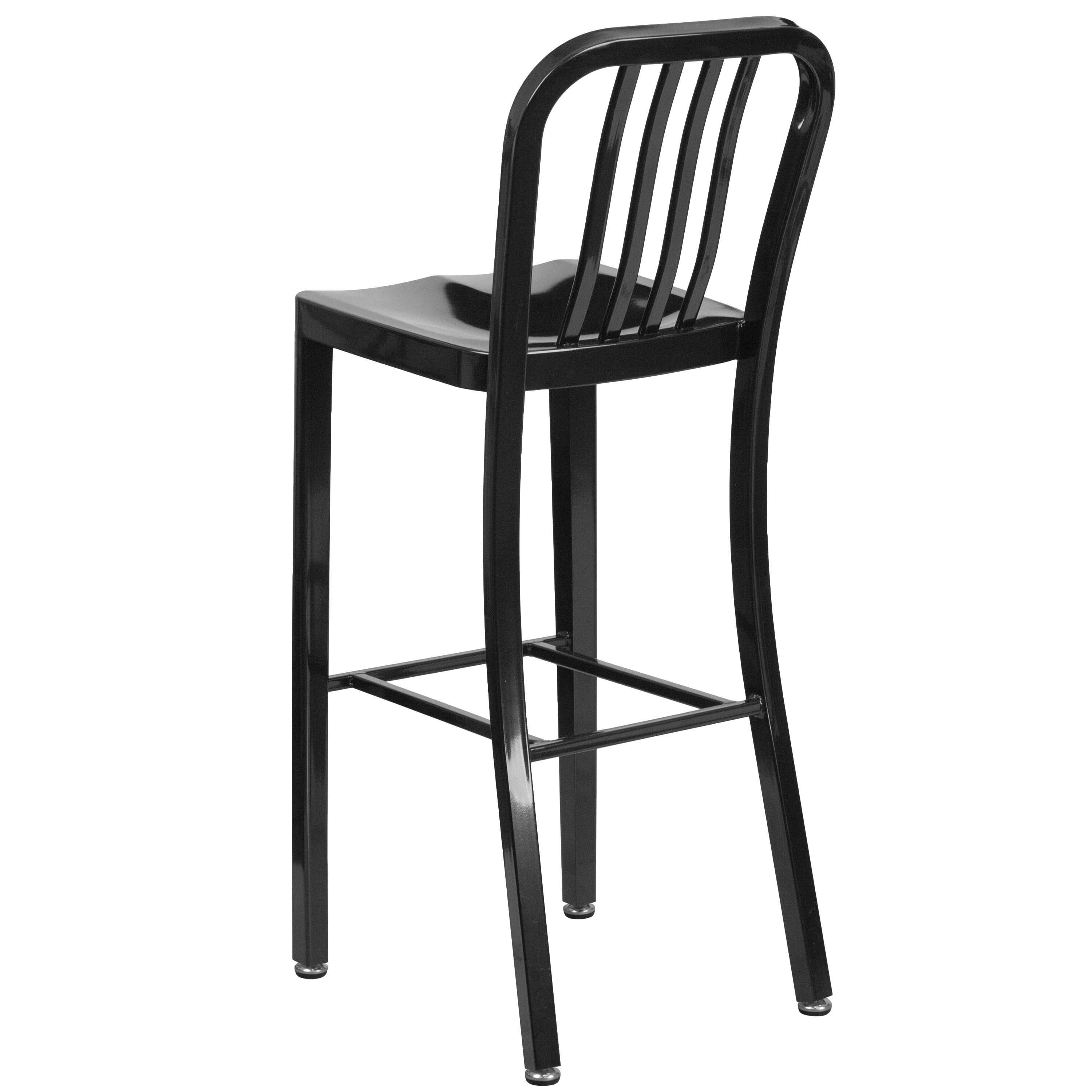 Black Metal 30" Indoor-Outdoor Slat Back Barstool