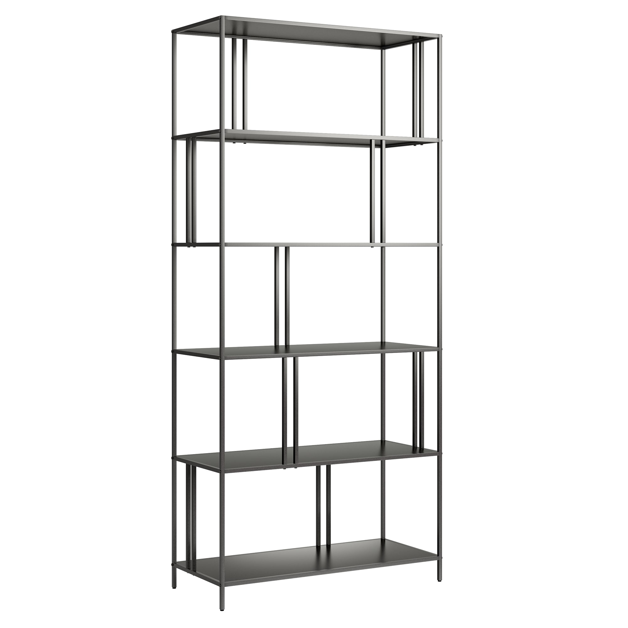 Hailey Home BK0835 Ernest Gunmetal Gray Metal 5-Shelf Bookcase (34-in W x 76-in H x 15-in D)