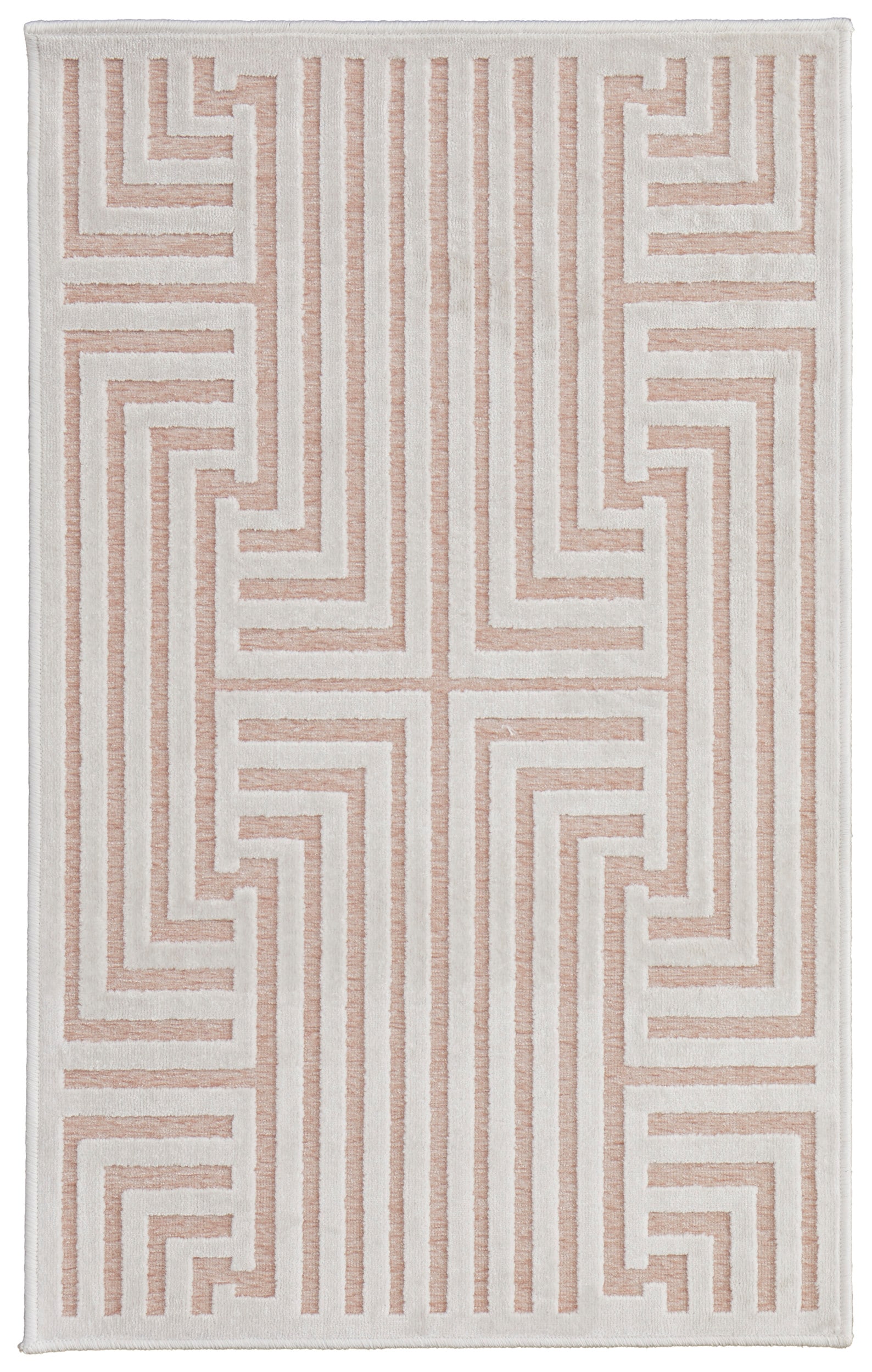 Room Envy 680R3496BLHWHTI6A 2 x 8 (ft) Loomed Rayon Pink/White Rectangular Indoor Geometric Runner rug