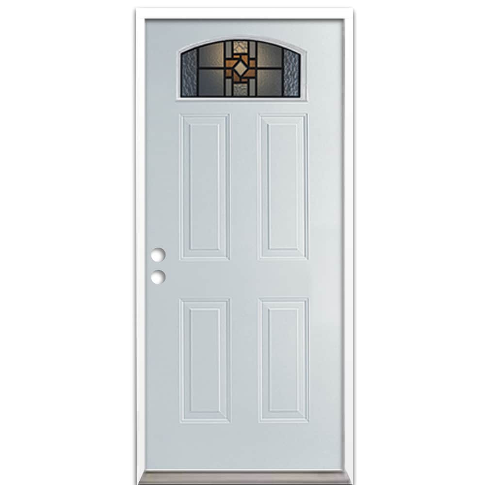 RELIABILT LO759858 36-in x 80-in x 4-5/8-in Steel 1/4 lite Right-hand inswing Prehung Front Door Insulating core