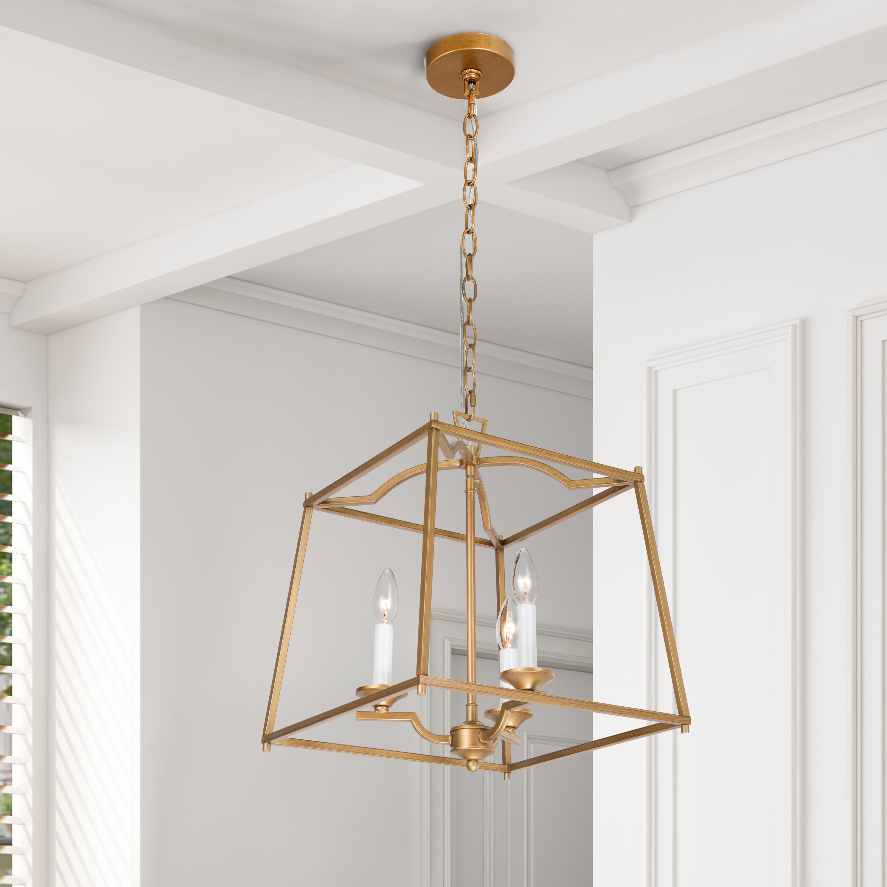 LALUZ Laurel 3-Light Brass and White Modern/Contemporary Cage ...