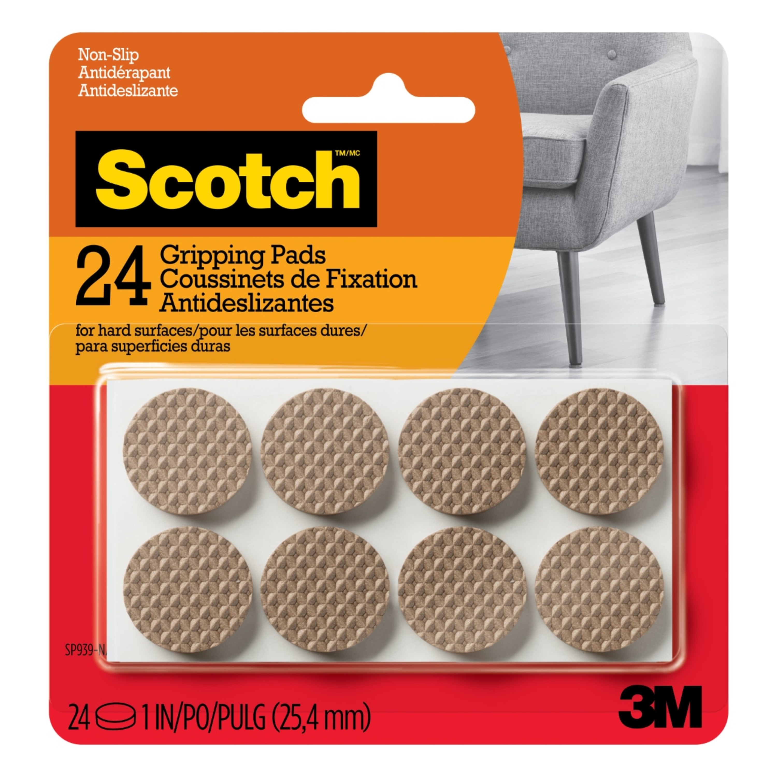 Scotch SP939-NA Anti-Skid Anti-Skid 24 -Pack 1 in Brown Plastic Gripper pads