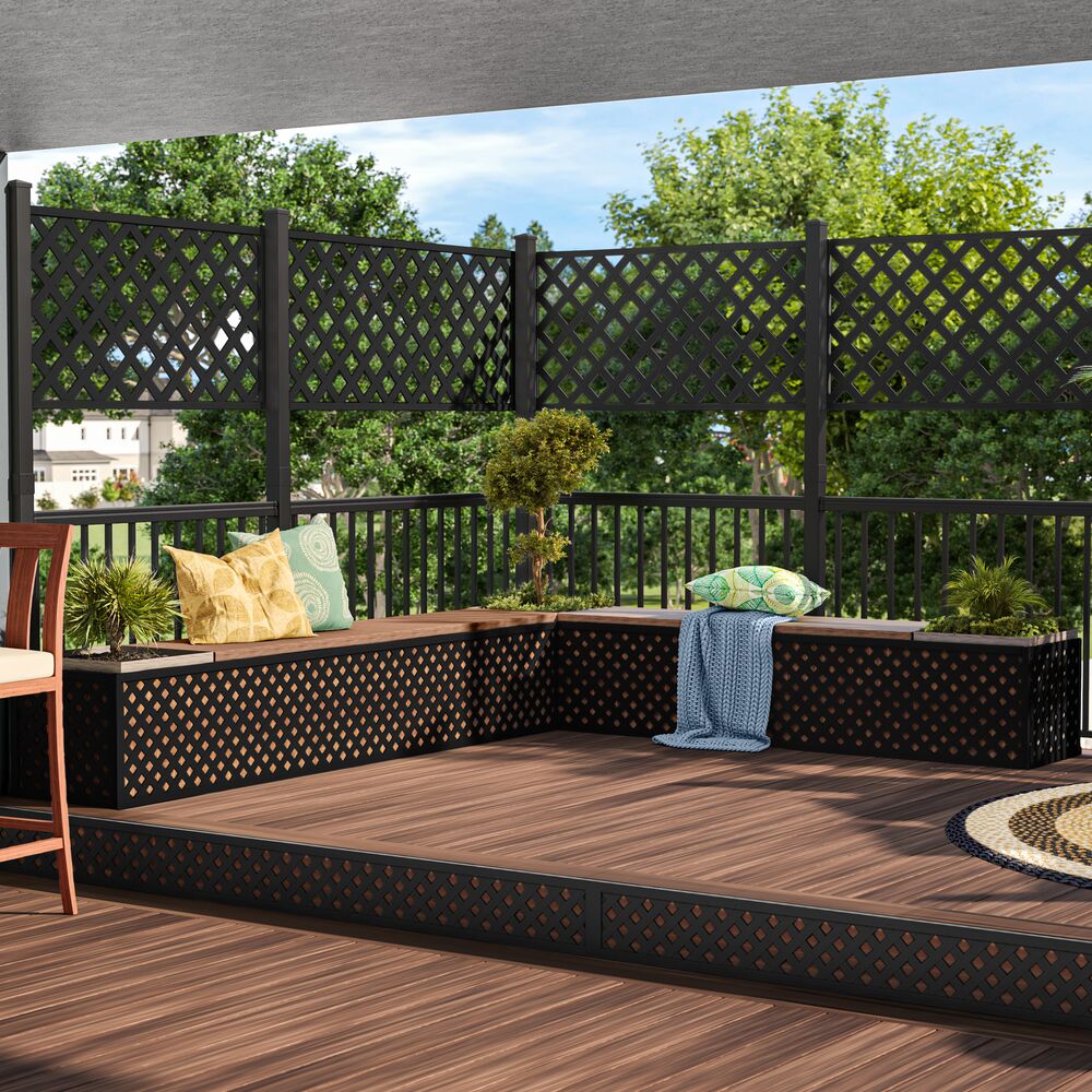 Freedom 1/4-in x 48-in x 8-ft Black Vinyl Privacy Lattice