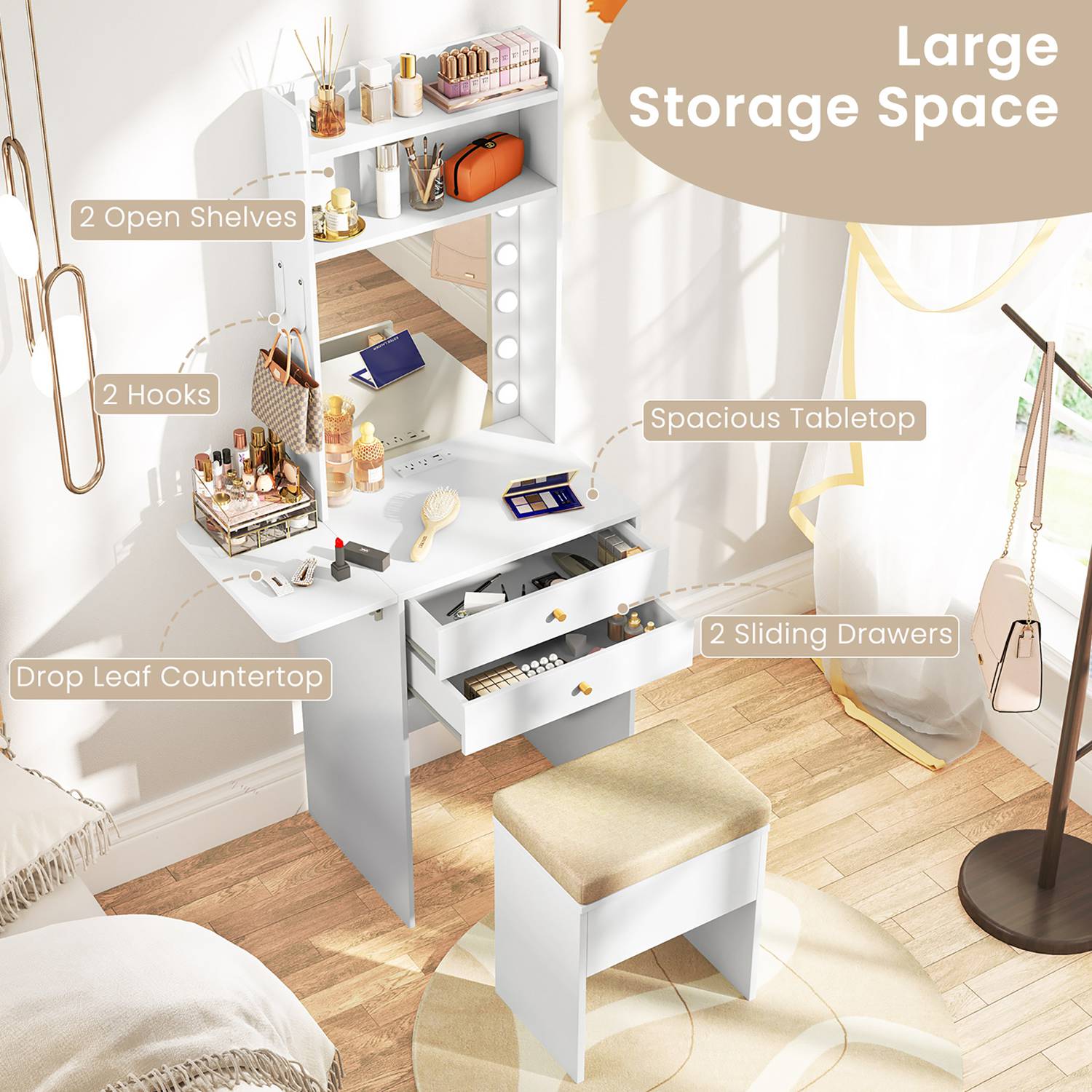 Costway CSHY003132 Bedroom-Vanities - View #6